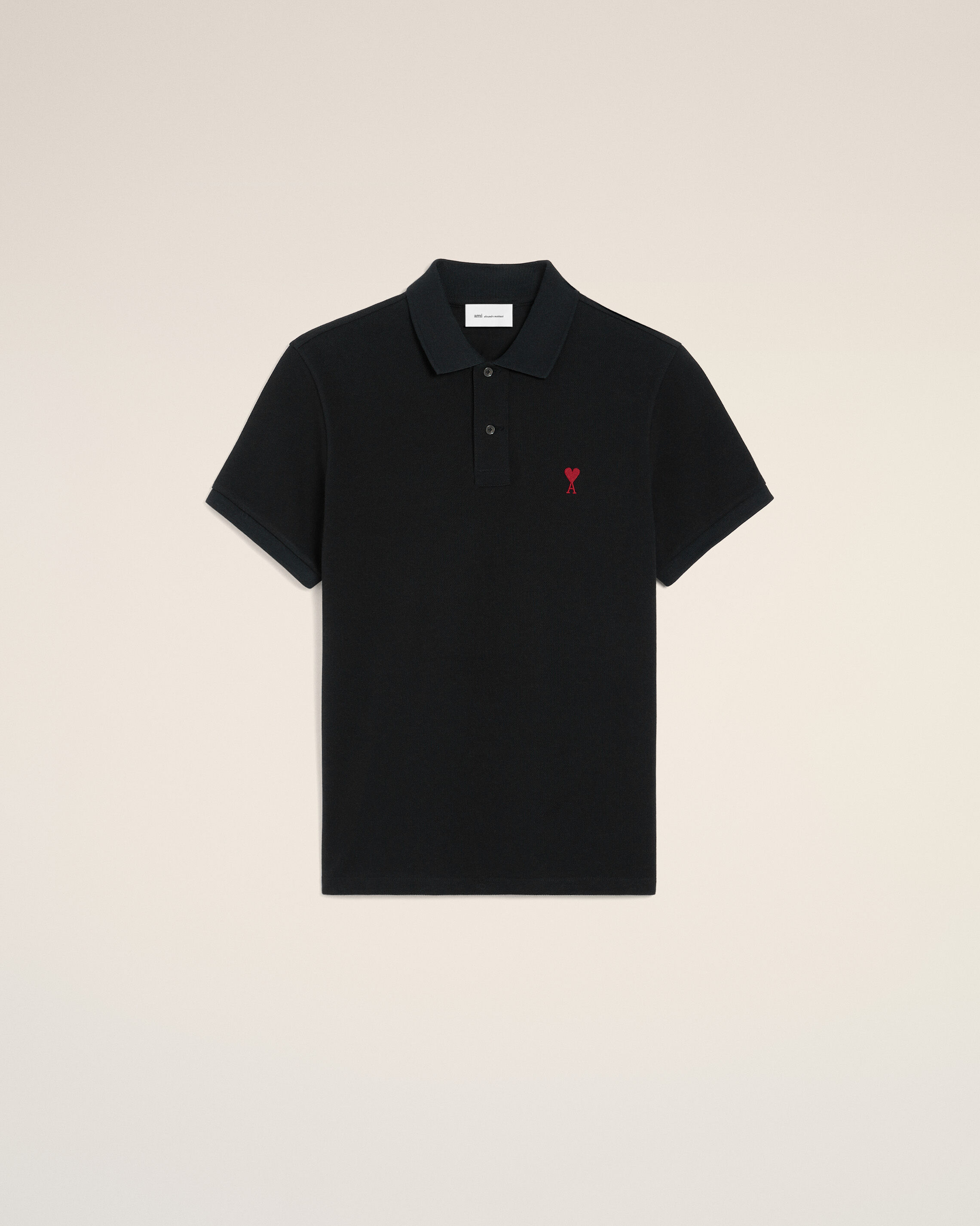 Ami Paris - Black Cotton Red Ami De Coeur Polo Shirt Black - Extra Small Mainmaterial:cotton,Mainmaterial:cotton Unisex