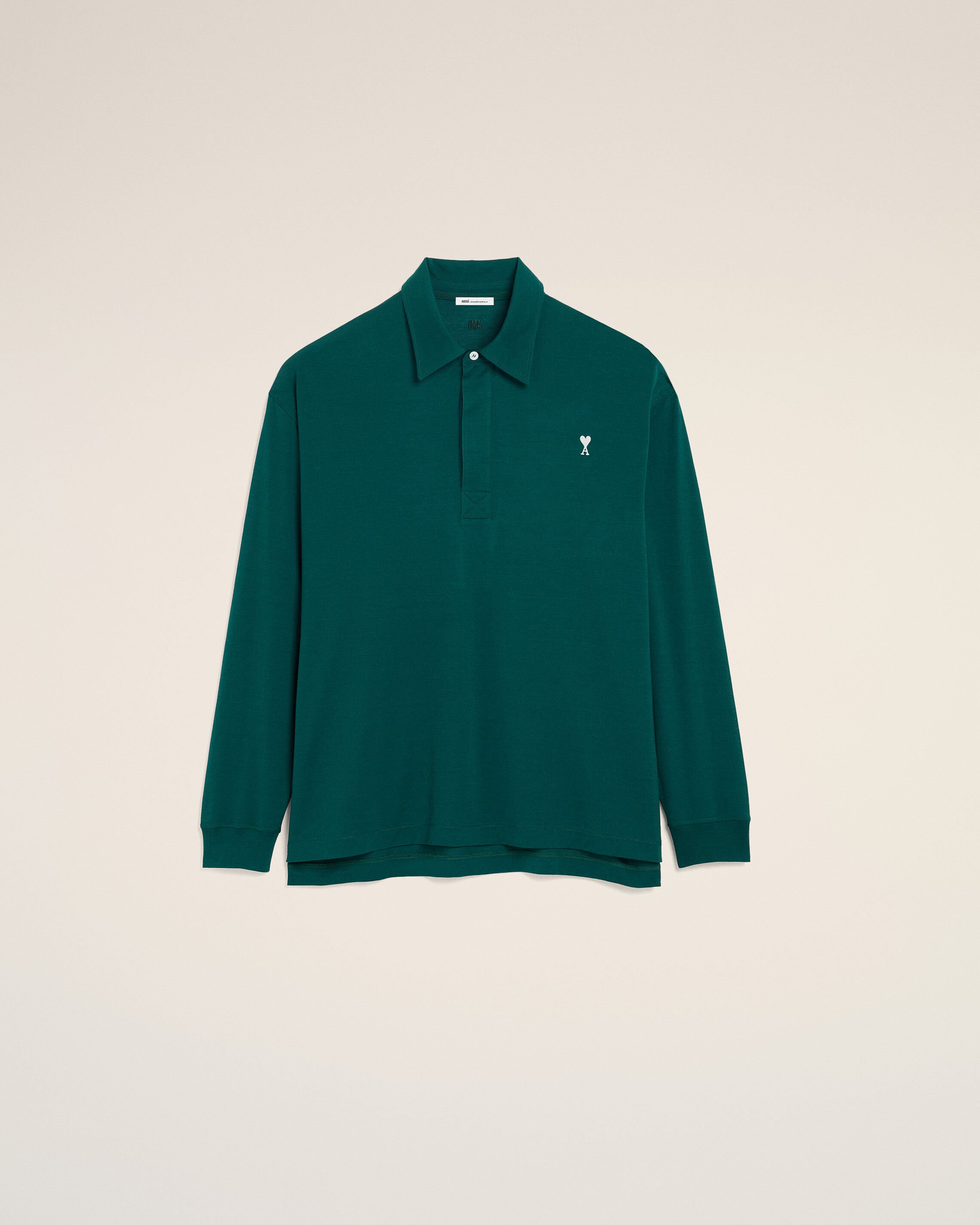 Ami Paris - Green Cotton Ami De Coeur Polo Green - For Extra Small Mainmaterial:cotton Button:pearl Collar:cotton Ribbedcuffs:cotton,Mainmaterial:cotton Button:pearl Collar:cotton Ribbedcuffs:cotton Men's