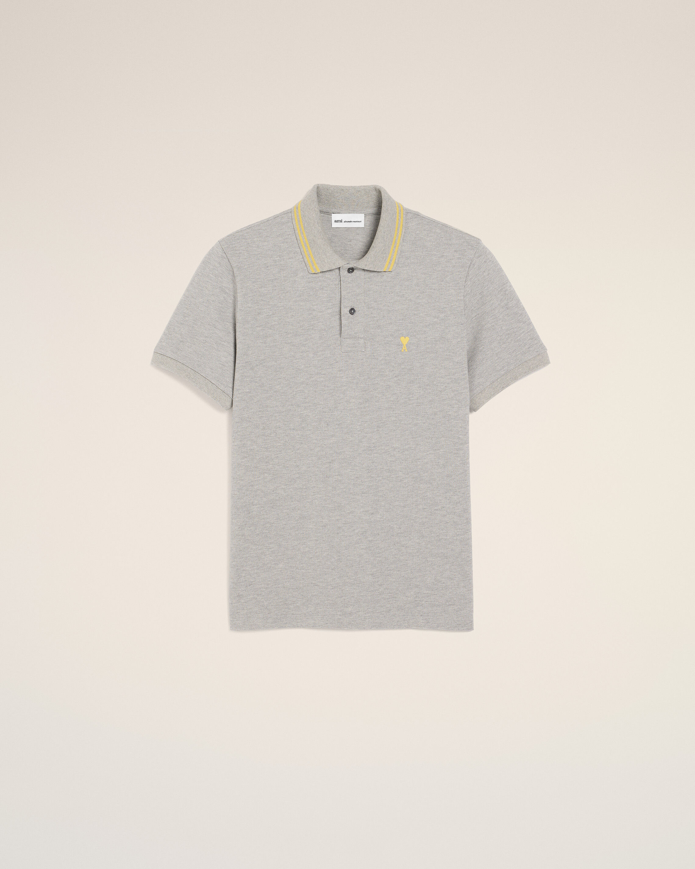 Ami Paris - Grey Cotton Ami De Coeur Polo Grey - For Extra Large Mainmaterial:cotton Ribbedcuffs:cotton,Mainmaterial:cotton Ribbedcuffs:cotton Men's