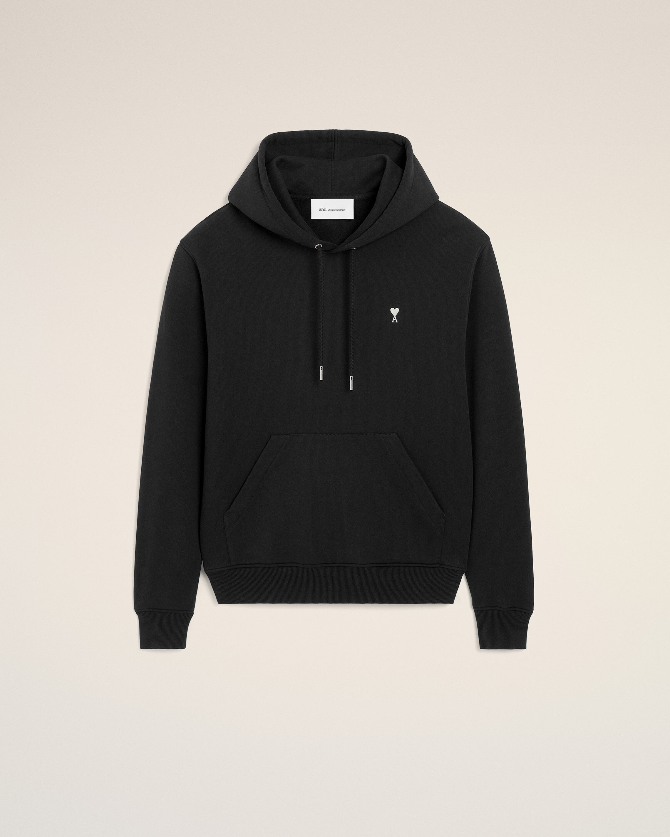 Ami Paris - Black Cotton Ami De Coeur Hoodie Black - Xxs - For Men