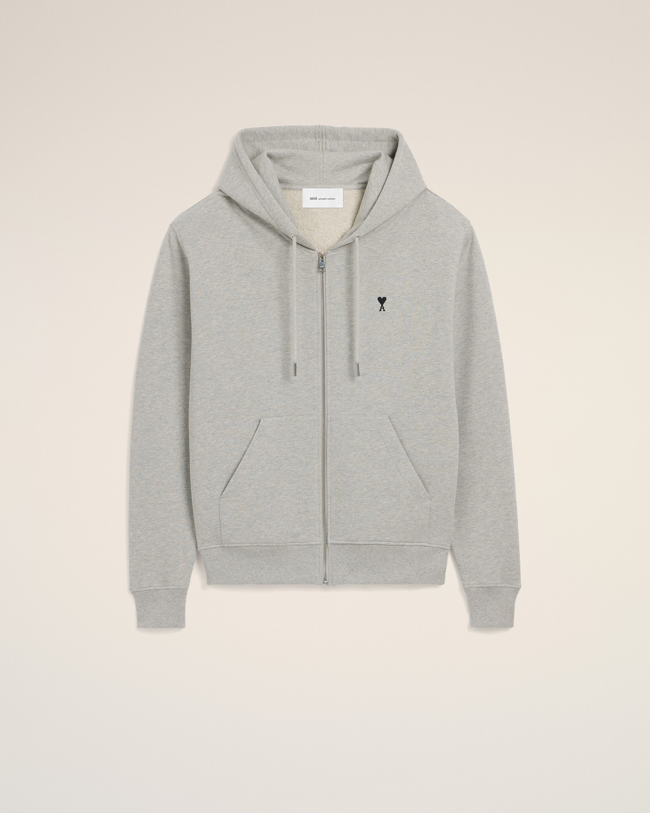 Ami Paris - Grey Cotton Contrasted Ami De Coeur Hoodie Grey - Xxs - For Men