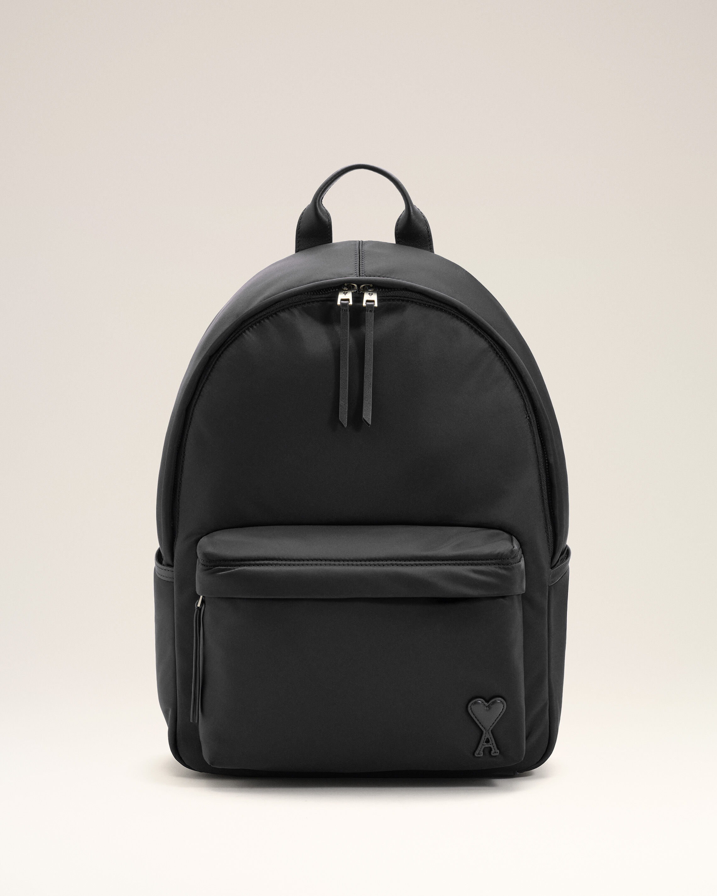 Ami Paris - Black Nylon Marcel Backpack Black - Os - Small Leather,Leather Unisex