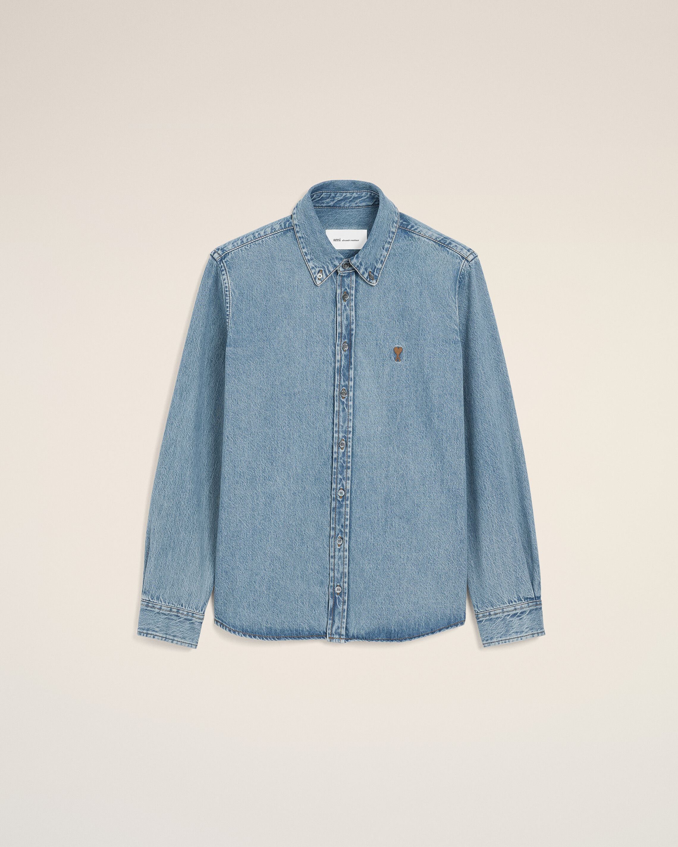 Ami Paris - Blue Denim Shirt With Ami De Coeur Blue - Extra Large Mainmaterial:cotton,Mainmaterial:cotton Unisex