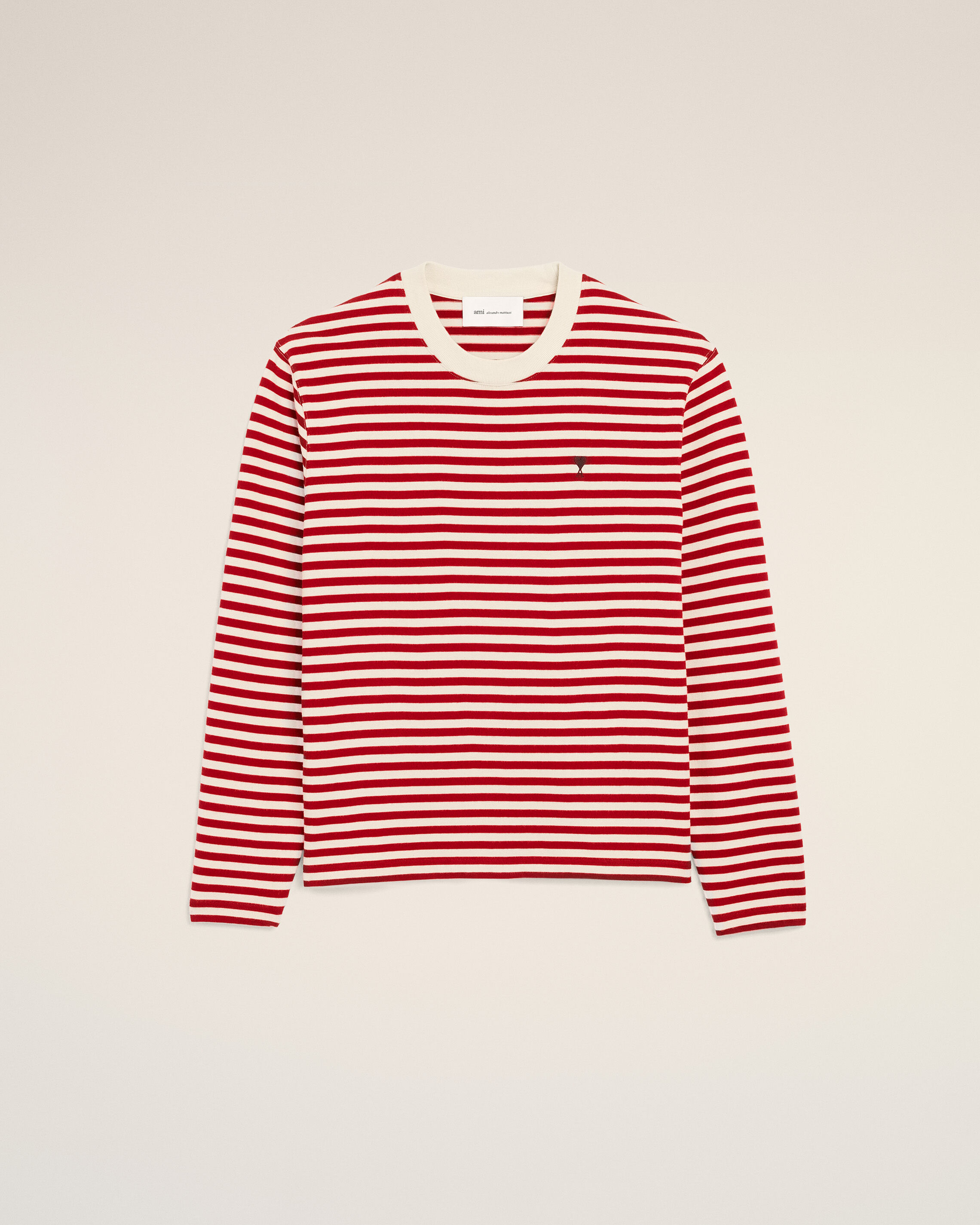 Ami Paris - Red And White Mariniere Cotton T-Shirt With Ami De Coeur Red - Large Mainmaterial:cotton Rib:cotton,Mainmaterial:cotton Rib:cotton Unisex