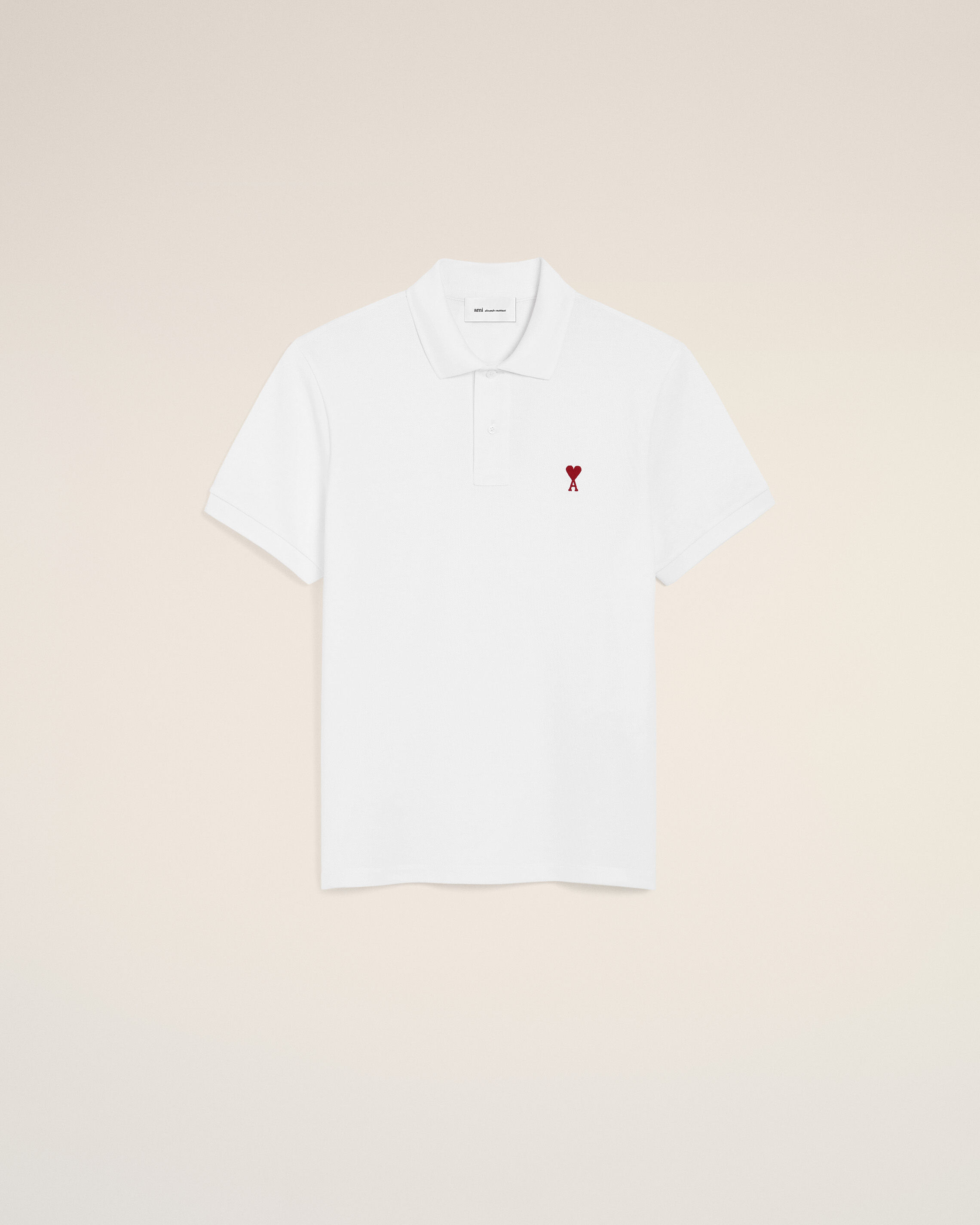 Ami Paris - White Cotton Red Ami De Coeur Polo Shirt White - Small Mainmaterial:cotton,Mainmaterial:cotton Unisex