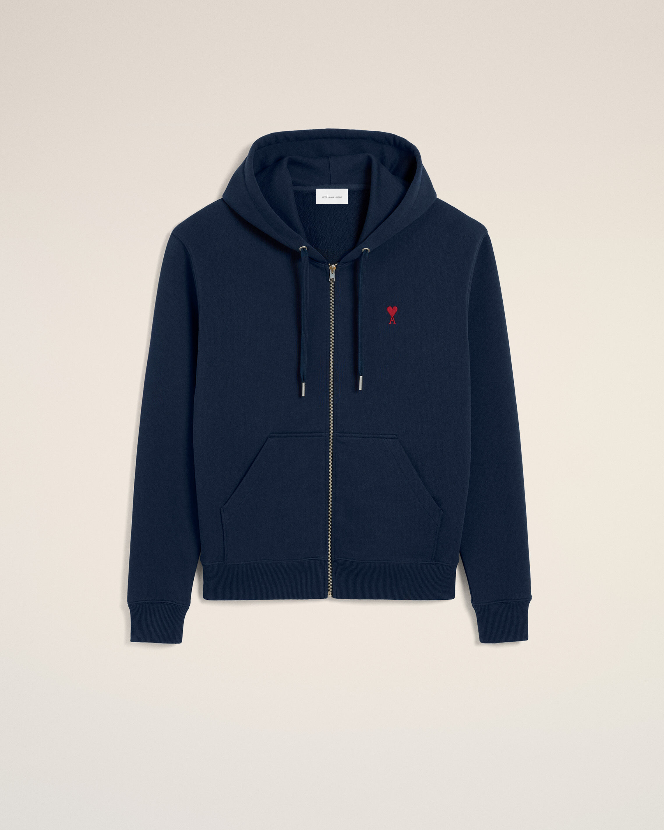 Ami Paris - Blue Cotton Red Ami De Coeur Zipped Hoodie Blue - Extra Large Mainmaterial:cotton,Mainmaterial:cotton Unisex