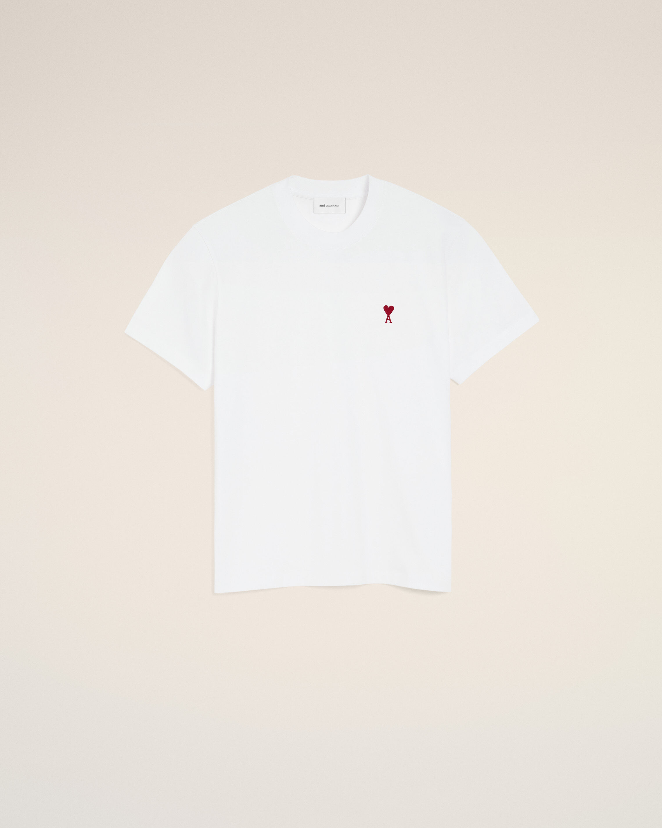 Ami Paris - White Cotton Red Ami De Coeur Tshirt White - Small Mainmaterial:cotton Rib:cotton,Mainmaterial:cotton Rib:cotton Unisex