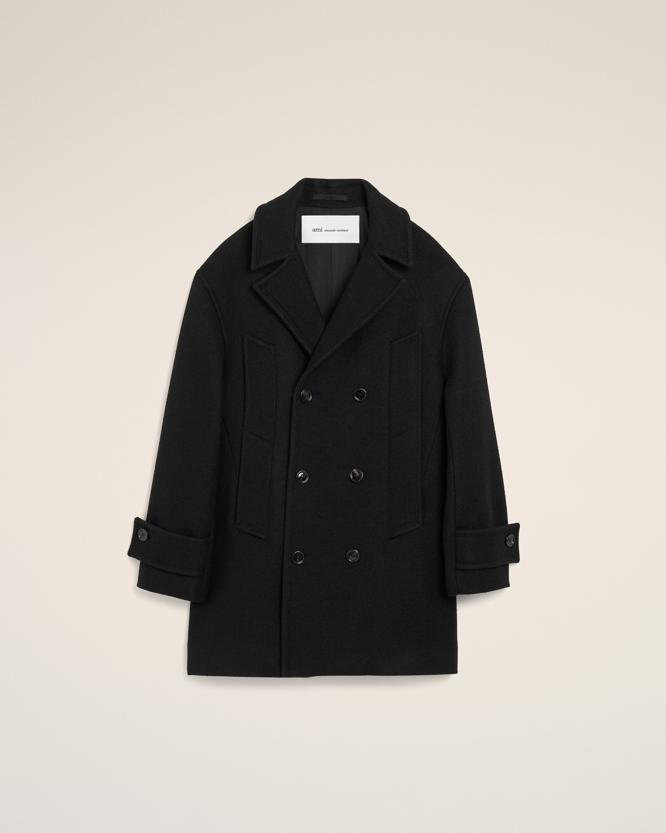 Ami Paris Donna Nero - Caban Corto In Lana Vergine - Coats - Xs - Immagine 2