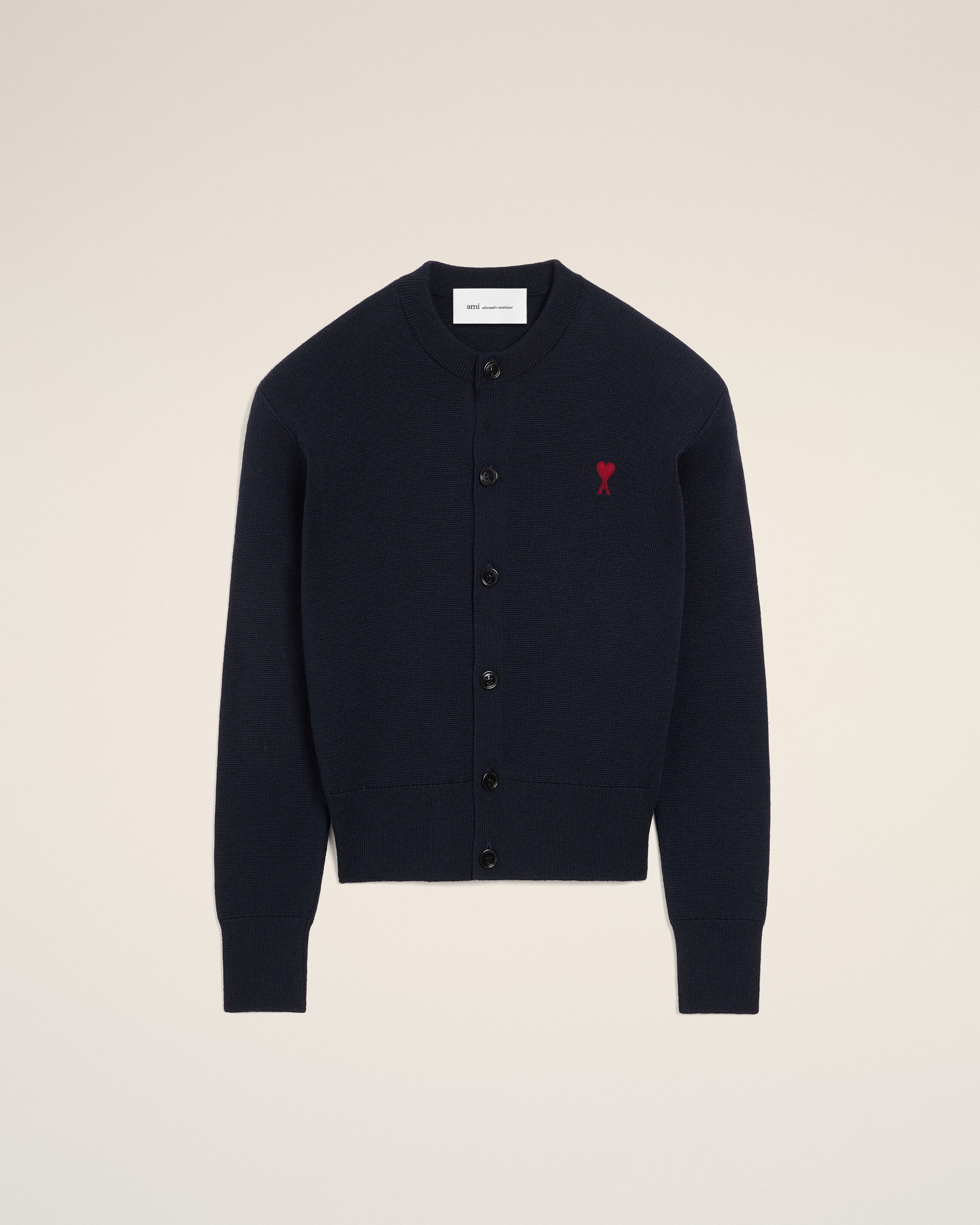 Ami Paris - Blue Crewneck Wool Cardigan With Ami De Coeur Blue - For Small Mainmaterial:wool,Mainmaterial:wool Women's