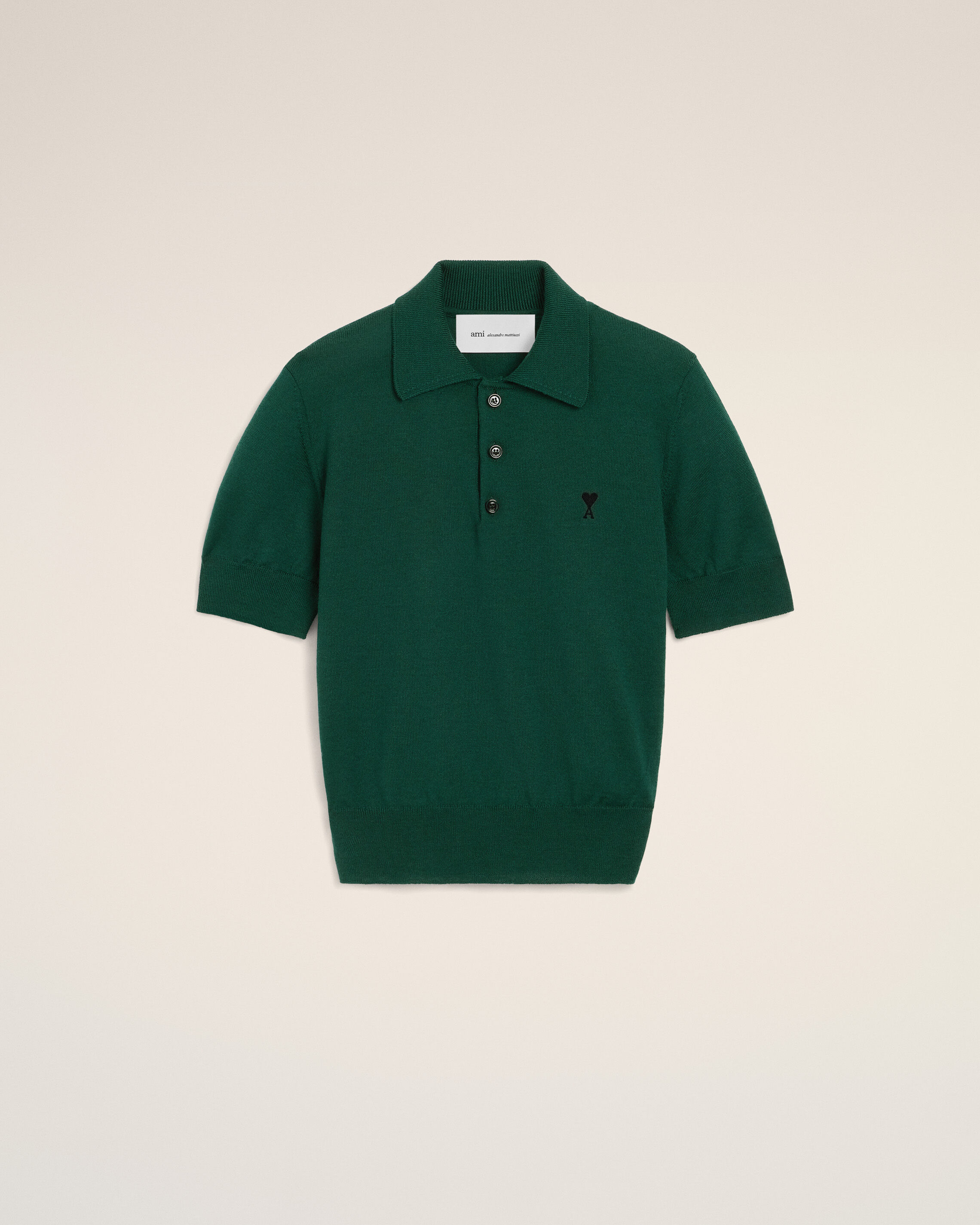Ami Paris - Green Wool Polo With Ami De Coeur Green - For Extra Small Mainmaterial:wool,Mainmaterial:wool Women's