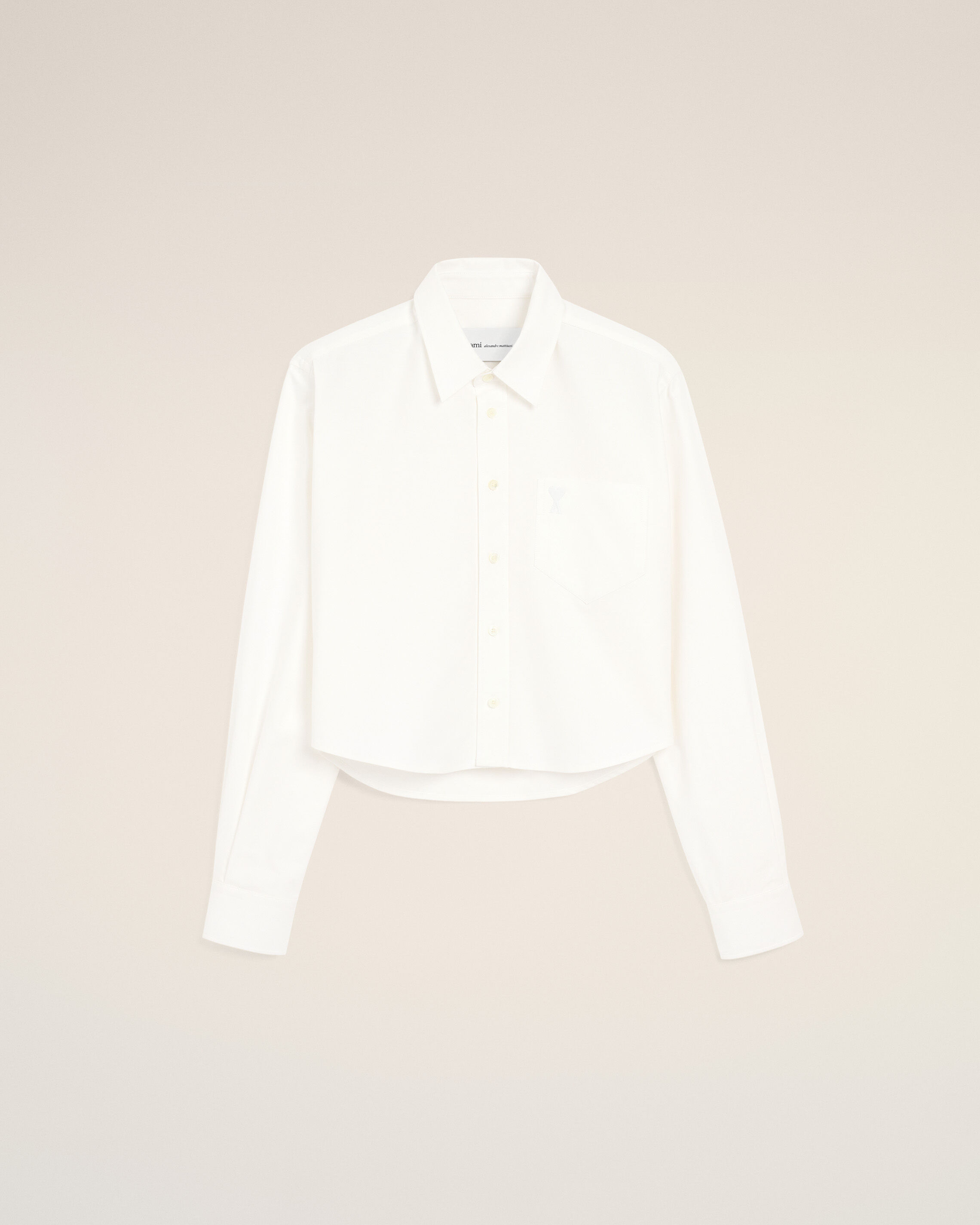 Ami Paris - White Cotton Cropped Shirt With Embossed Ami De Coeur White - 40 - For Size 40 Mainmaterial:cotton,Mainmaterial:cotton Women's
