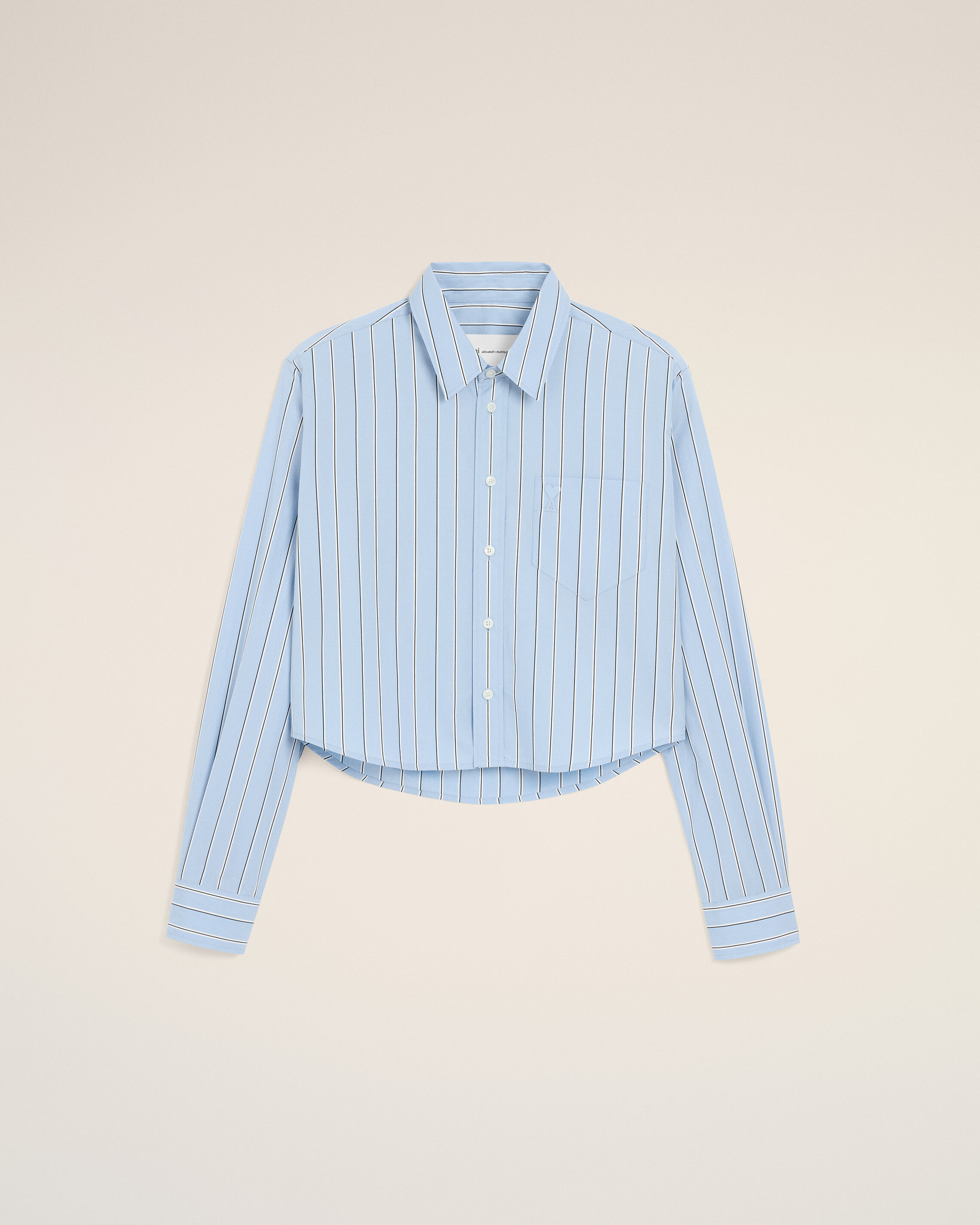 Ami Paris - Blue Striped Cotton Cropped Shirt Blue - 36 - For Size 36 Mainmaterial:cotton,Mainmaterial:cotton Women's