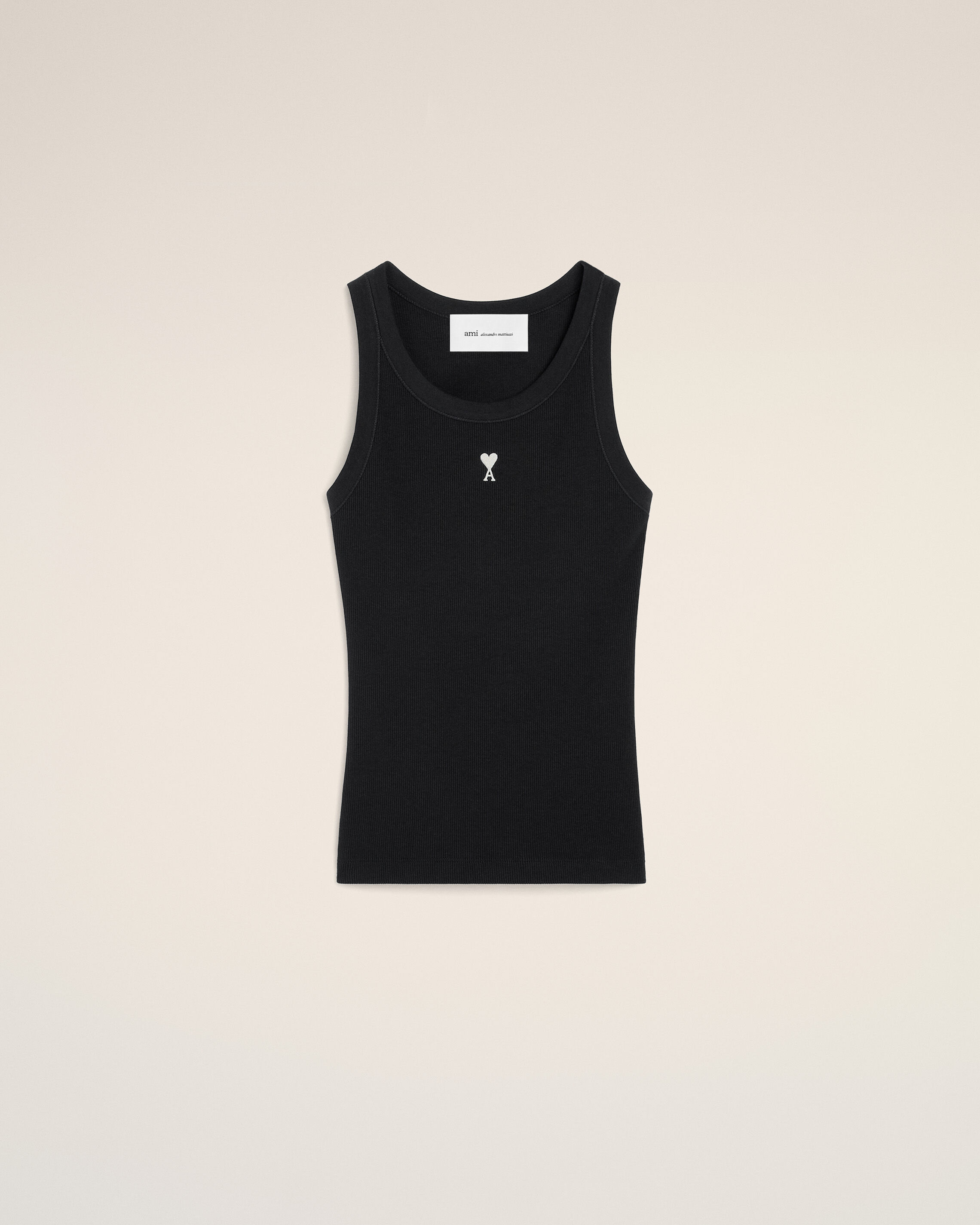 Ami Paris - Black Cotton Ami De Coeur Tanktop Black - Xxs - For Women