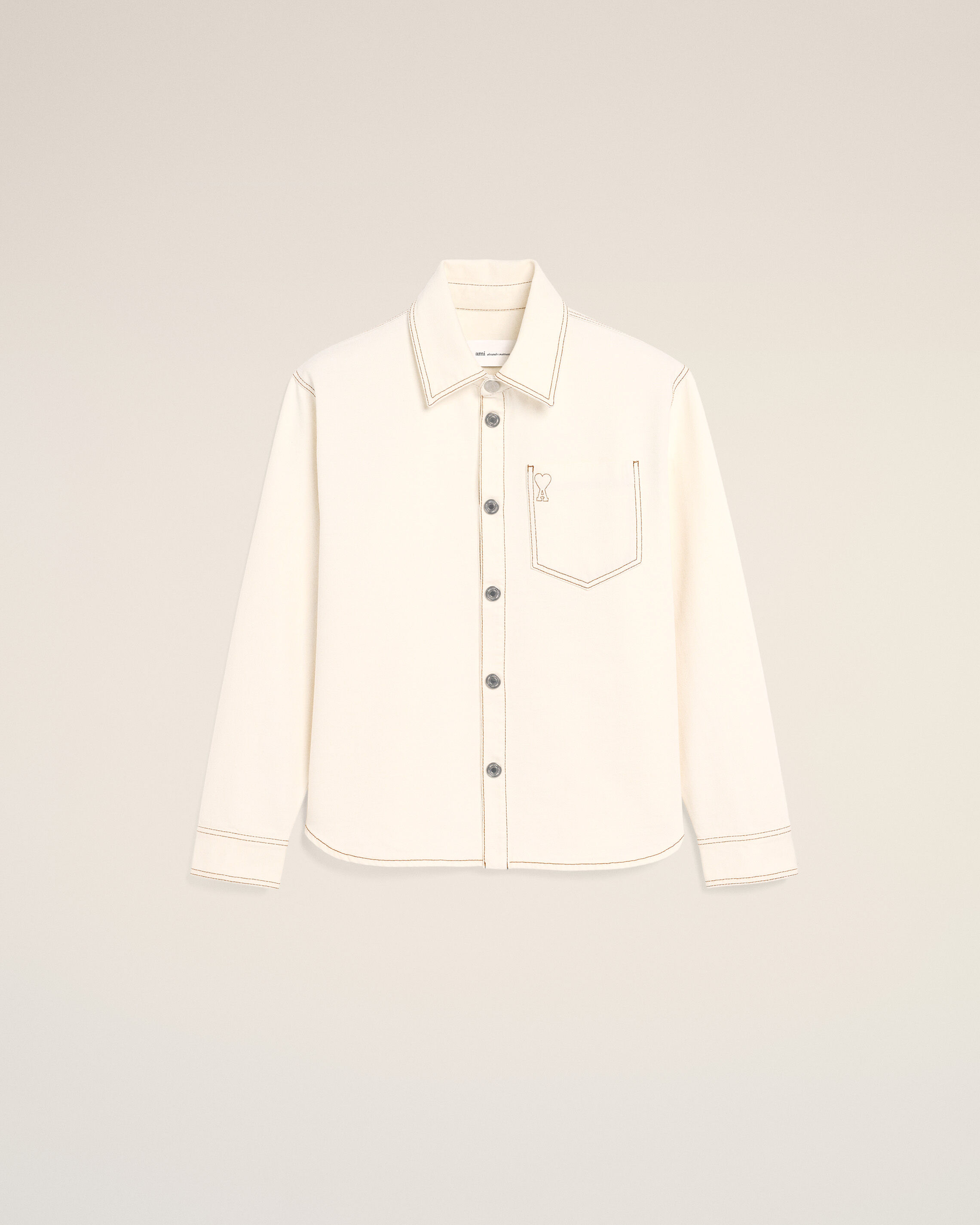 Ami Paris - White Cotton Ami De Coeur Overshirt White - For Extra Large Mainmaterial:cotton Button:metal,Mainmaterial:cotton Button:metal Men's