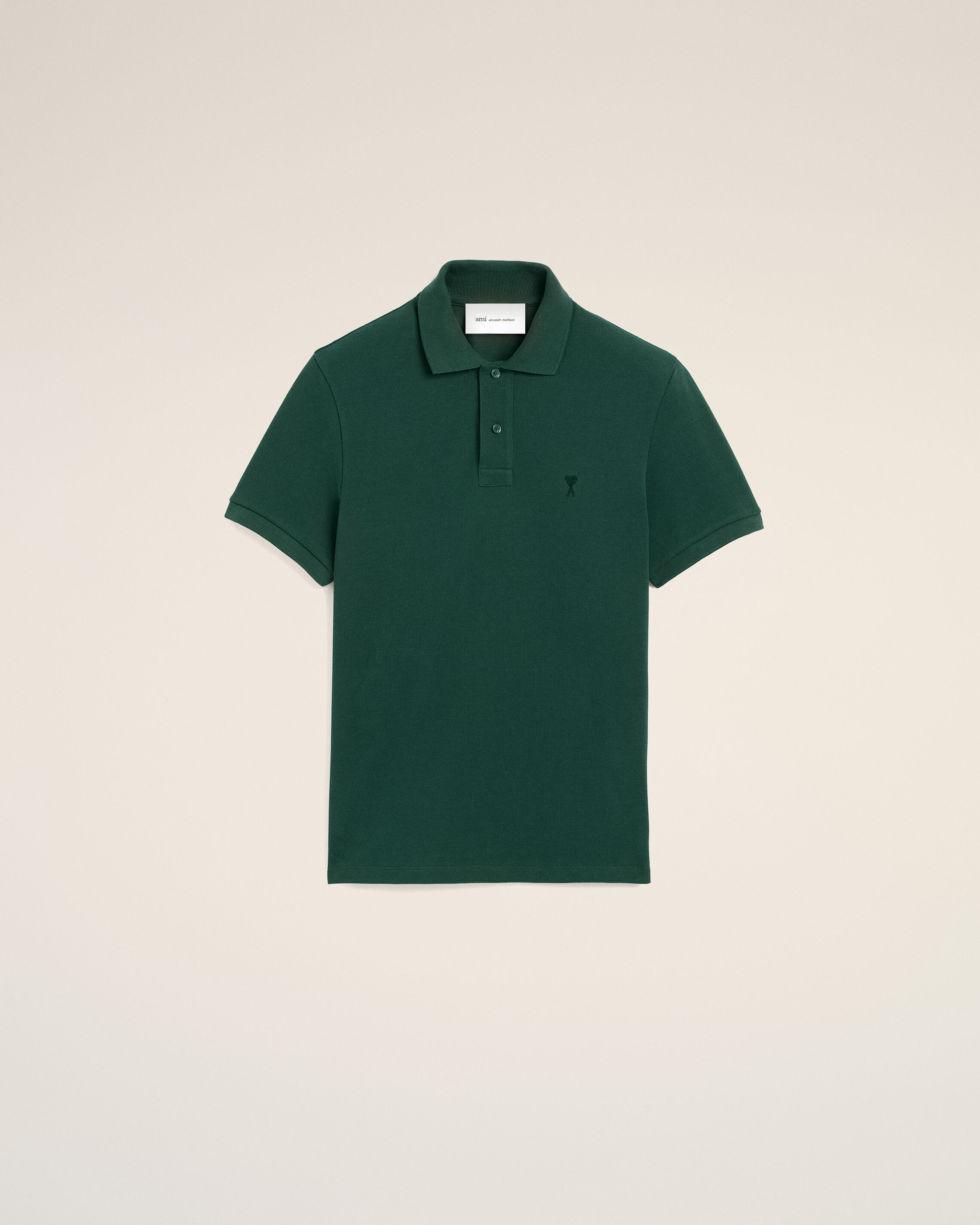 Ami Paris - Green Cotton Polo With Ami De Coeur Green - For Extra Large Mainmaterial:cotton Rib:cotton,Mainmaterial:cotton Rib:cotton Men's
