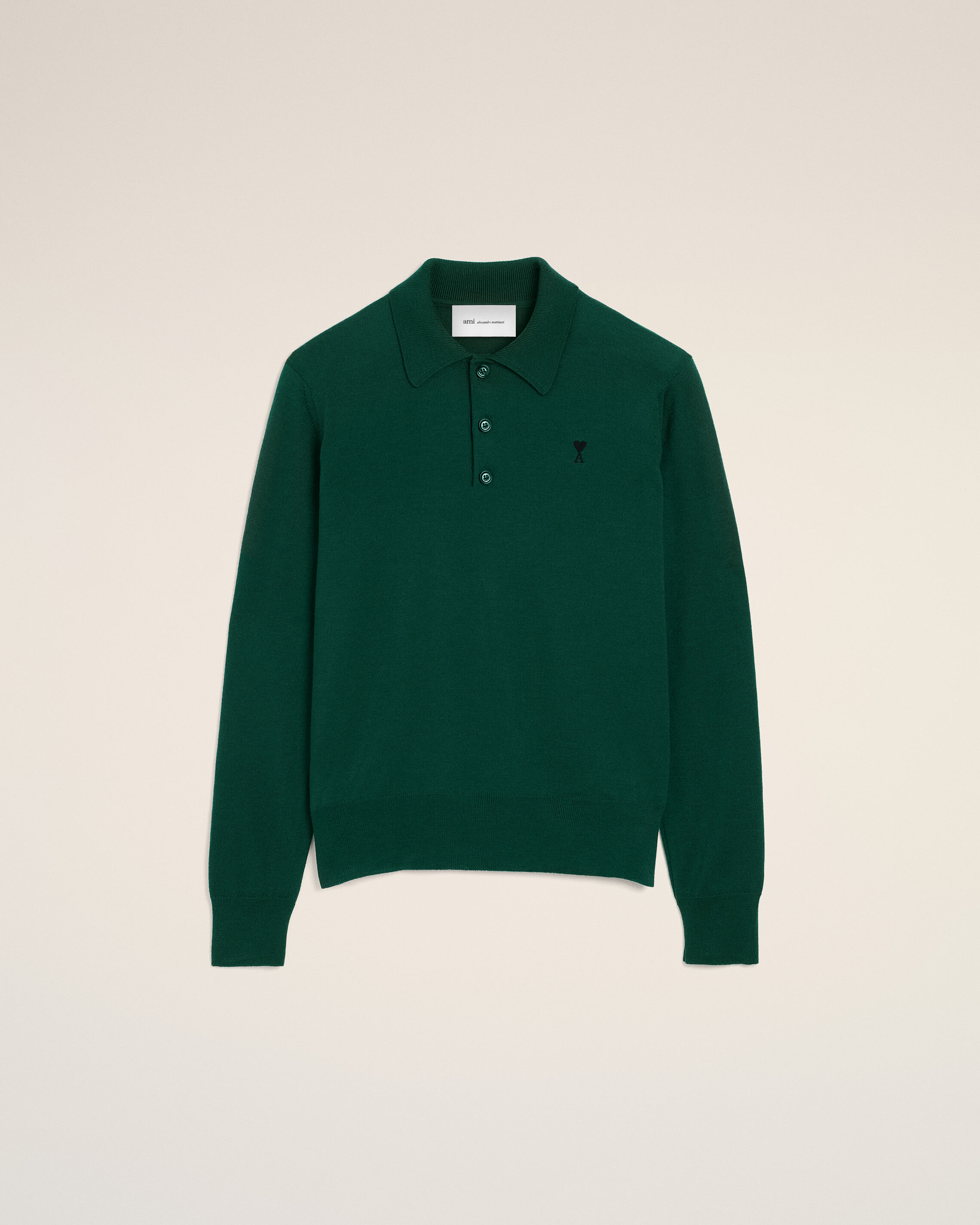 Ami Paris - Green Wool Polo With Ami De Coeur Green - For Medium Mainmaterial:wool,Mainmaterial:wool Men's
