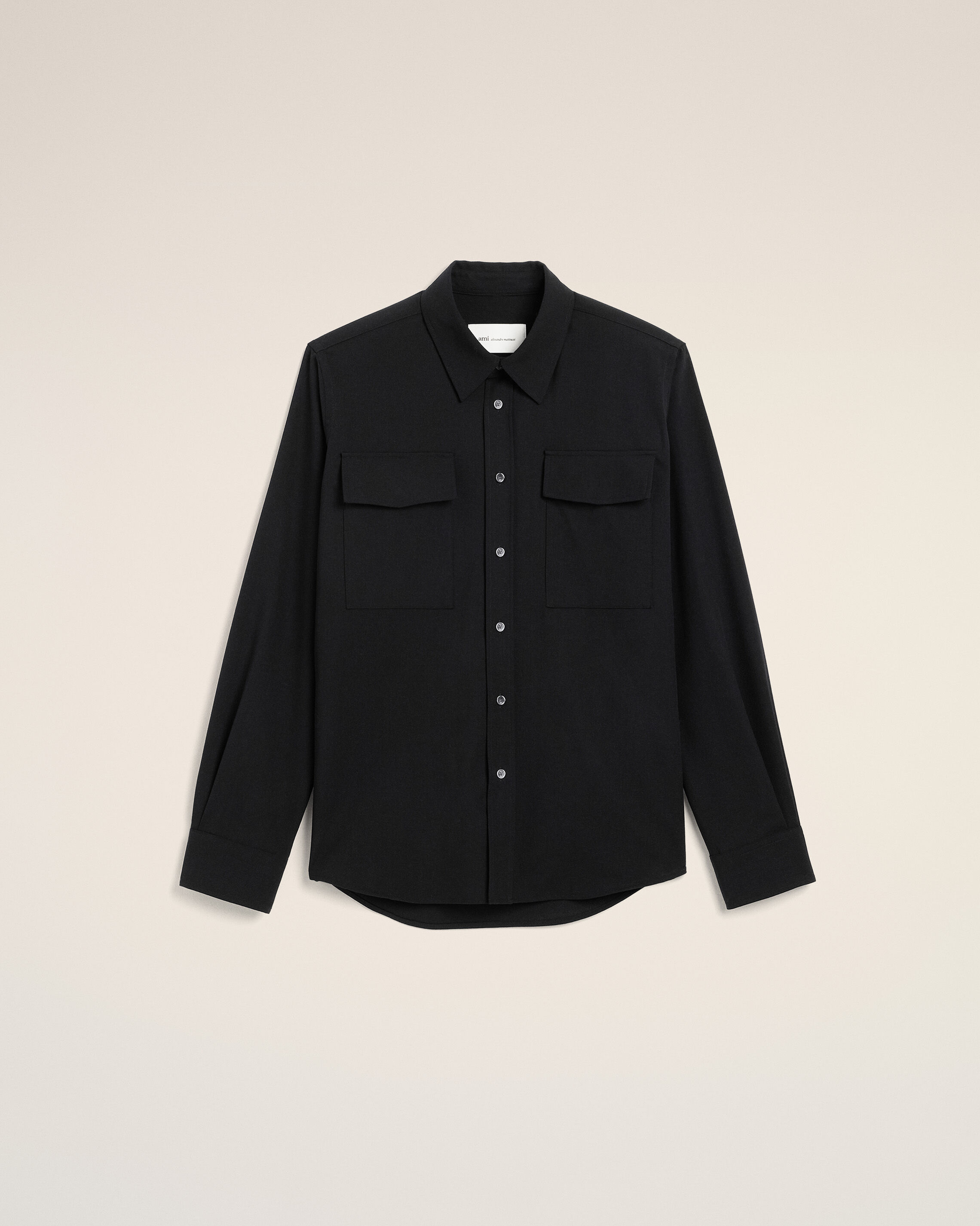 Ami Paris - Black Wool Shirt Black - Size: 40 - For Men