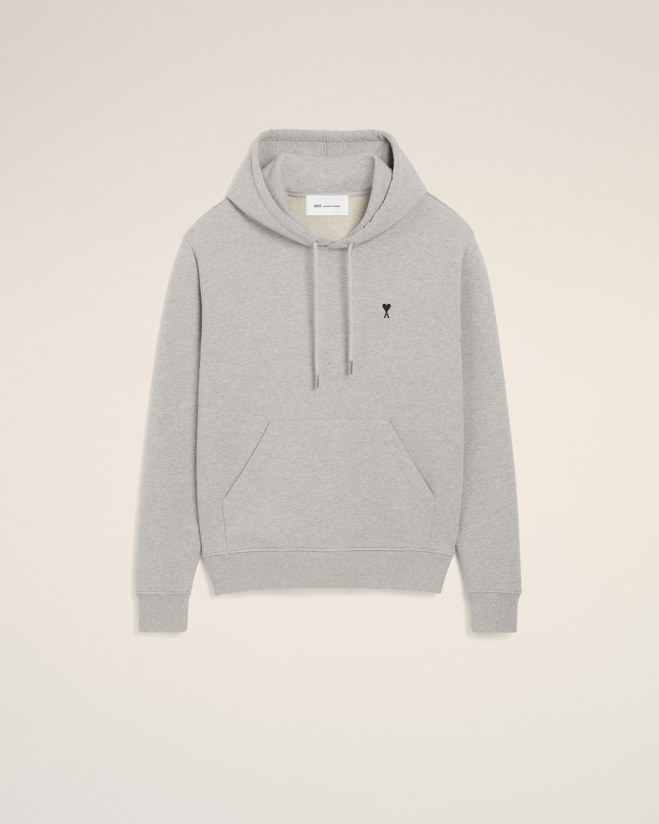 Ami Paris - Grey Cotton Contrasted Ami De Coeur Hoodie Grey - For Small Mainmaterial:cotton Rib:cotton/Elastane,Mainmaterial:cotton Rib:cotton/Elastane Men's