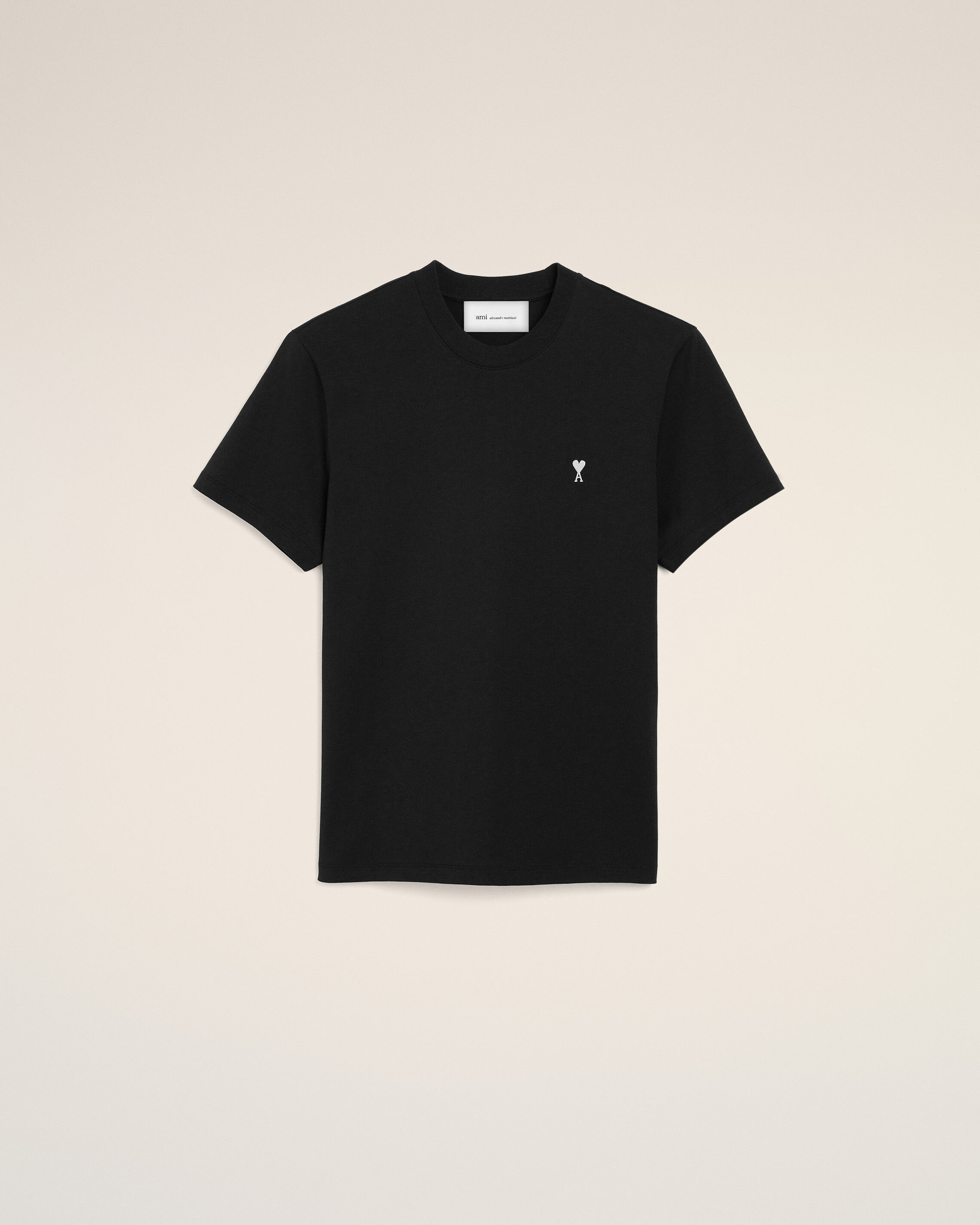Ami Paris - Black Cotton Ami De Coeur T-Shirt Black - : - For Large Mainmaterial:cotton Rib:cotton,Mainmaterial:cotton Rib:cotton Men's