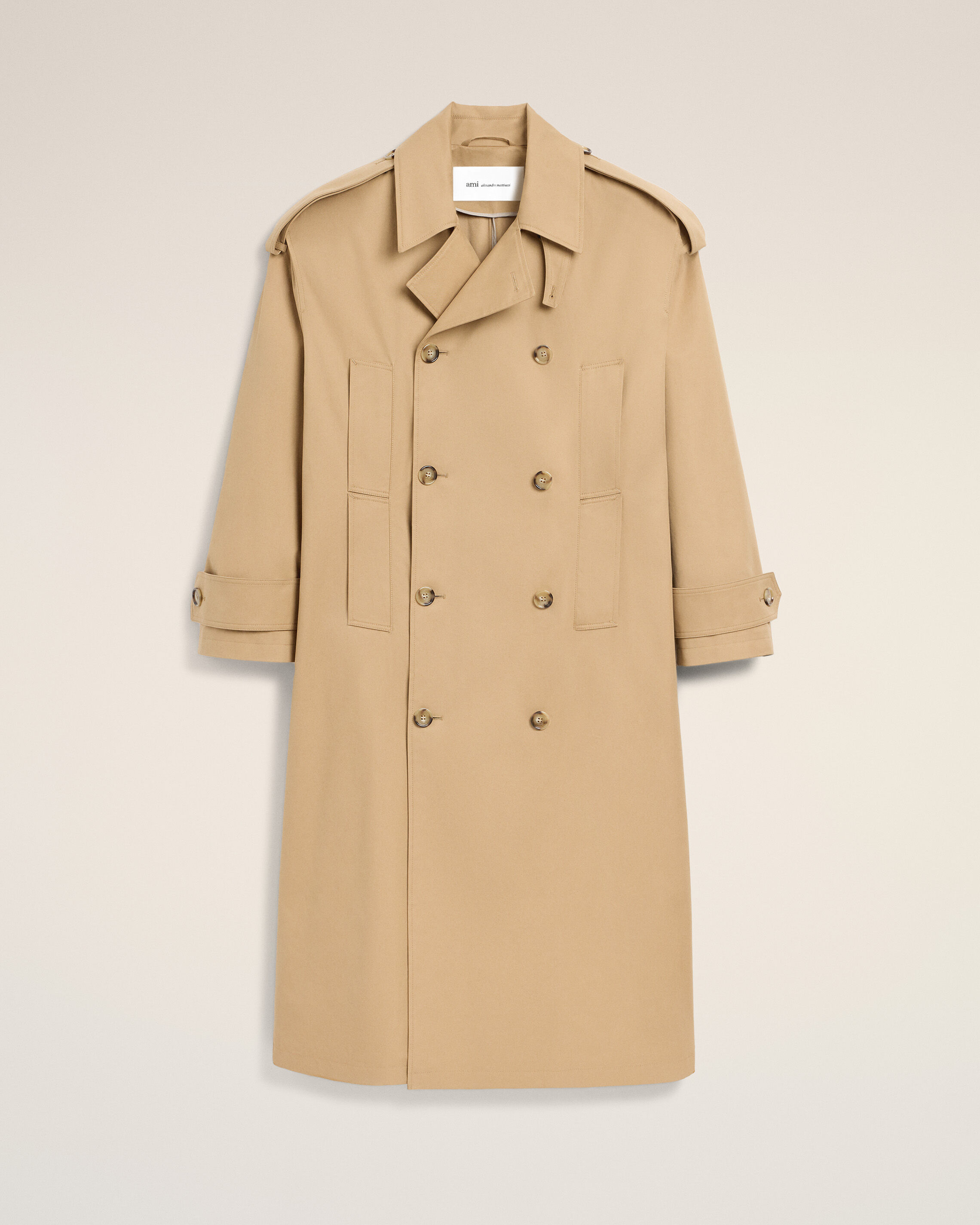 Ami Paris Unisex Beige - Cotton Trench Coat - Size: M