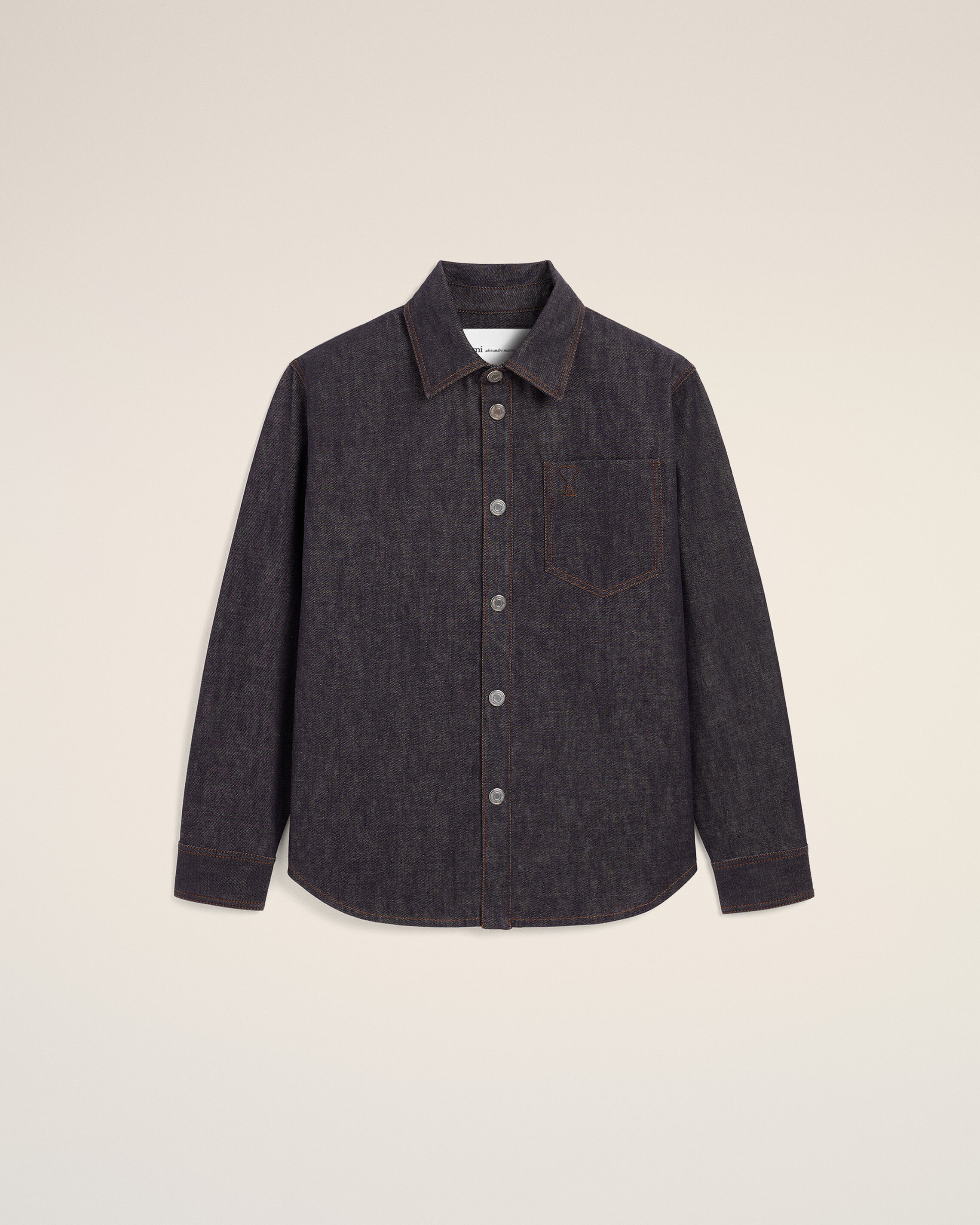 Ami Paris Uomo Blu - Camicia In Denim Con Logo - Shirts - L - Immagine 2