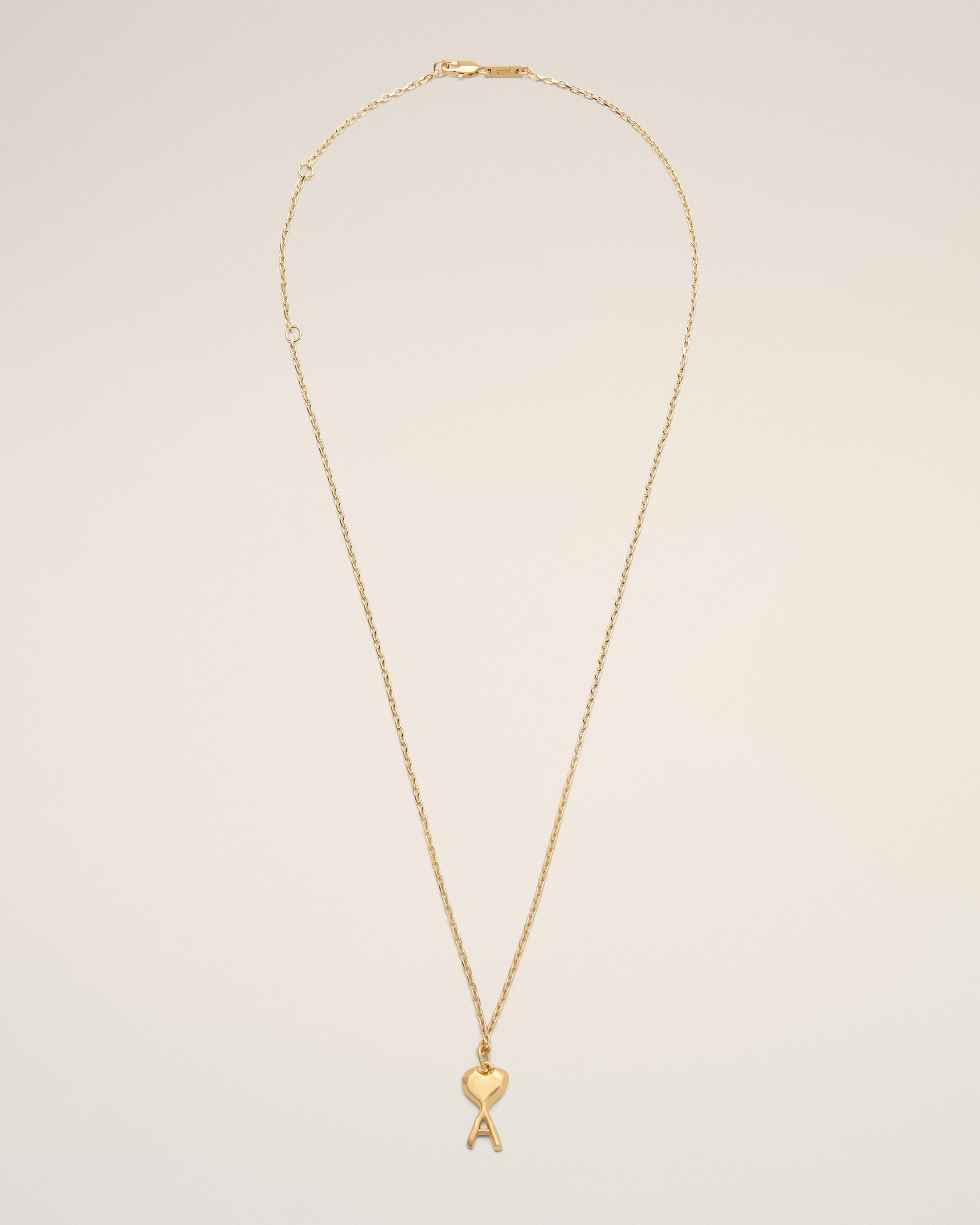 Ami Paris - Gold Brass Thin Hammered Ami De Coeur Necklace Yellow - Os - Small Mainmaterial:brass,Mainmaterial:brass Unisex