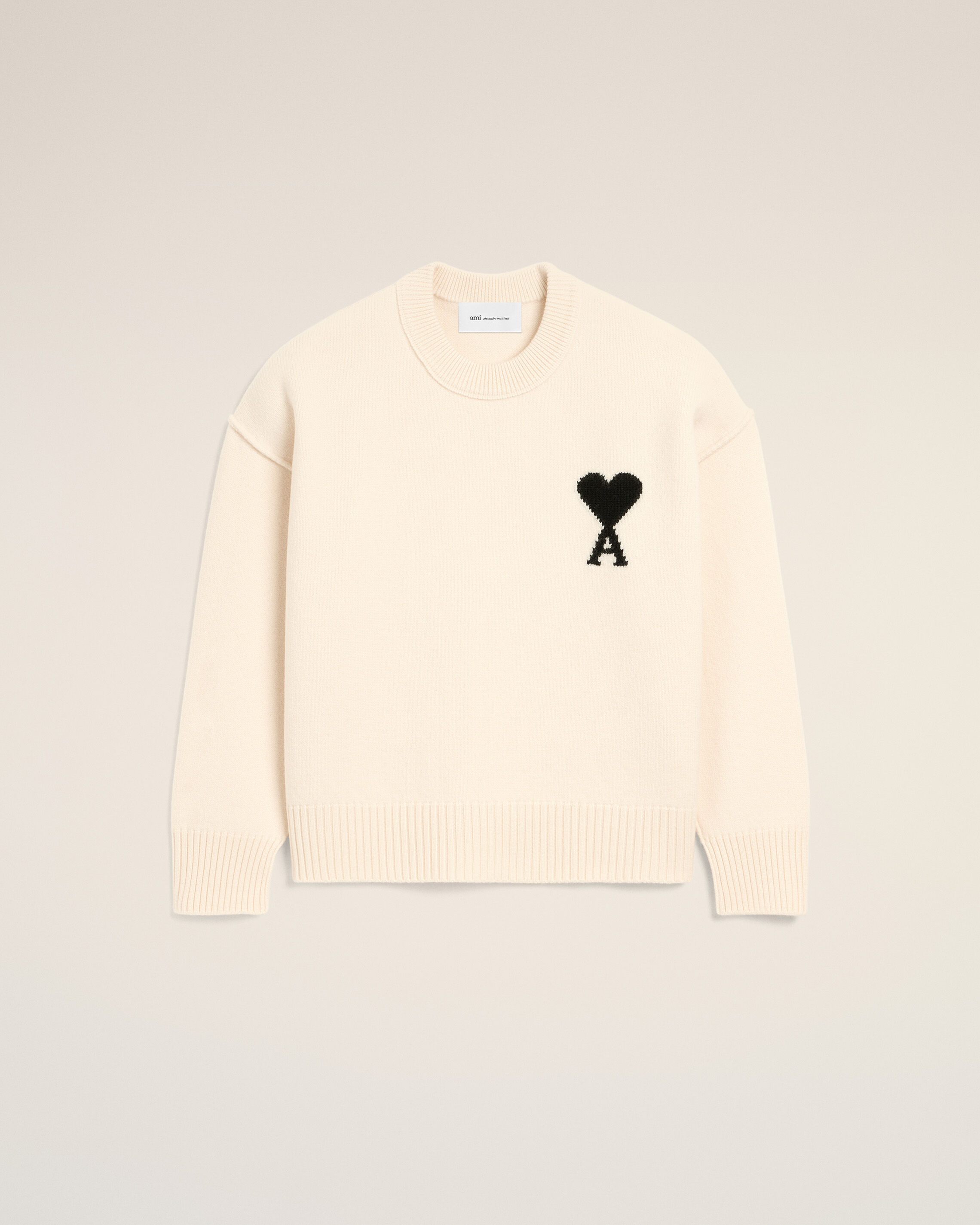 Ami Paris - White Wool Ami De Coeur Crewneck Sweater White - Extra Small Mainmaterial:wool,Mainmaterial:wool Unisex