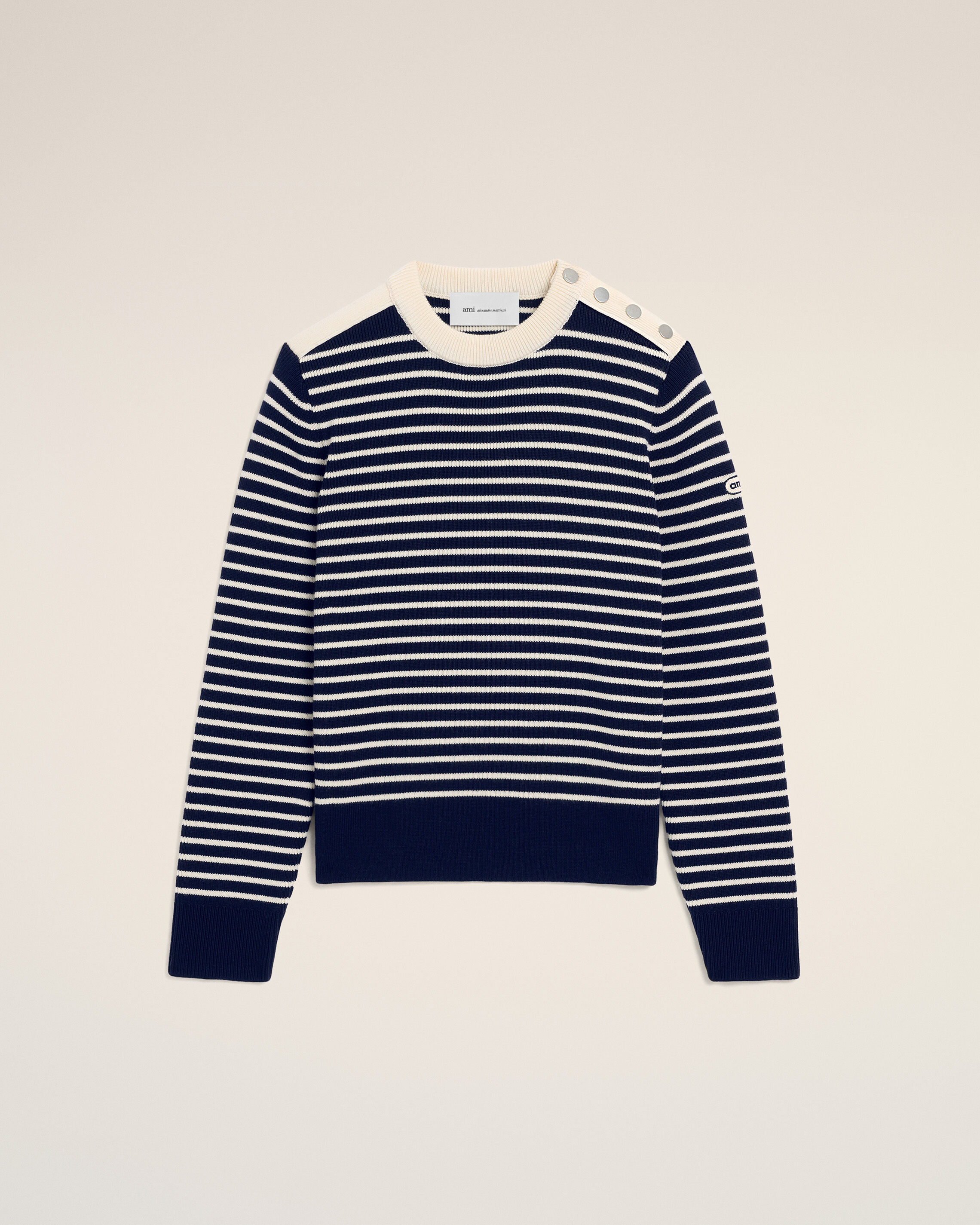 Ami Paris Unisex - Blue Sailor Striped Wool Crewneck Sweater Multicolor - Size: S
