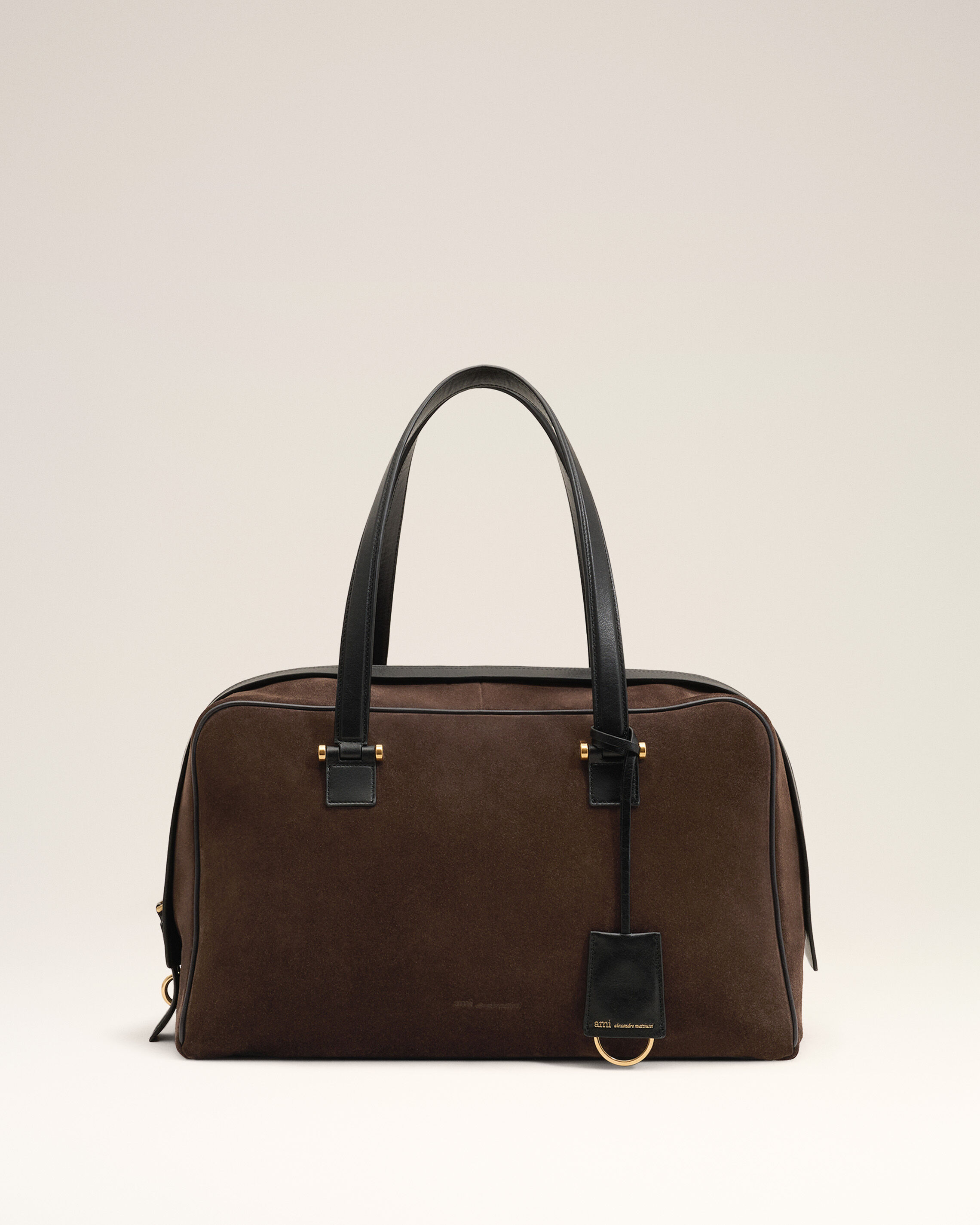 Ami Paris Unisex - Brown Cow Leather Georges Bowling Bag Brown - Size: Os