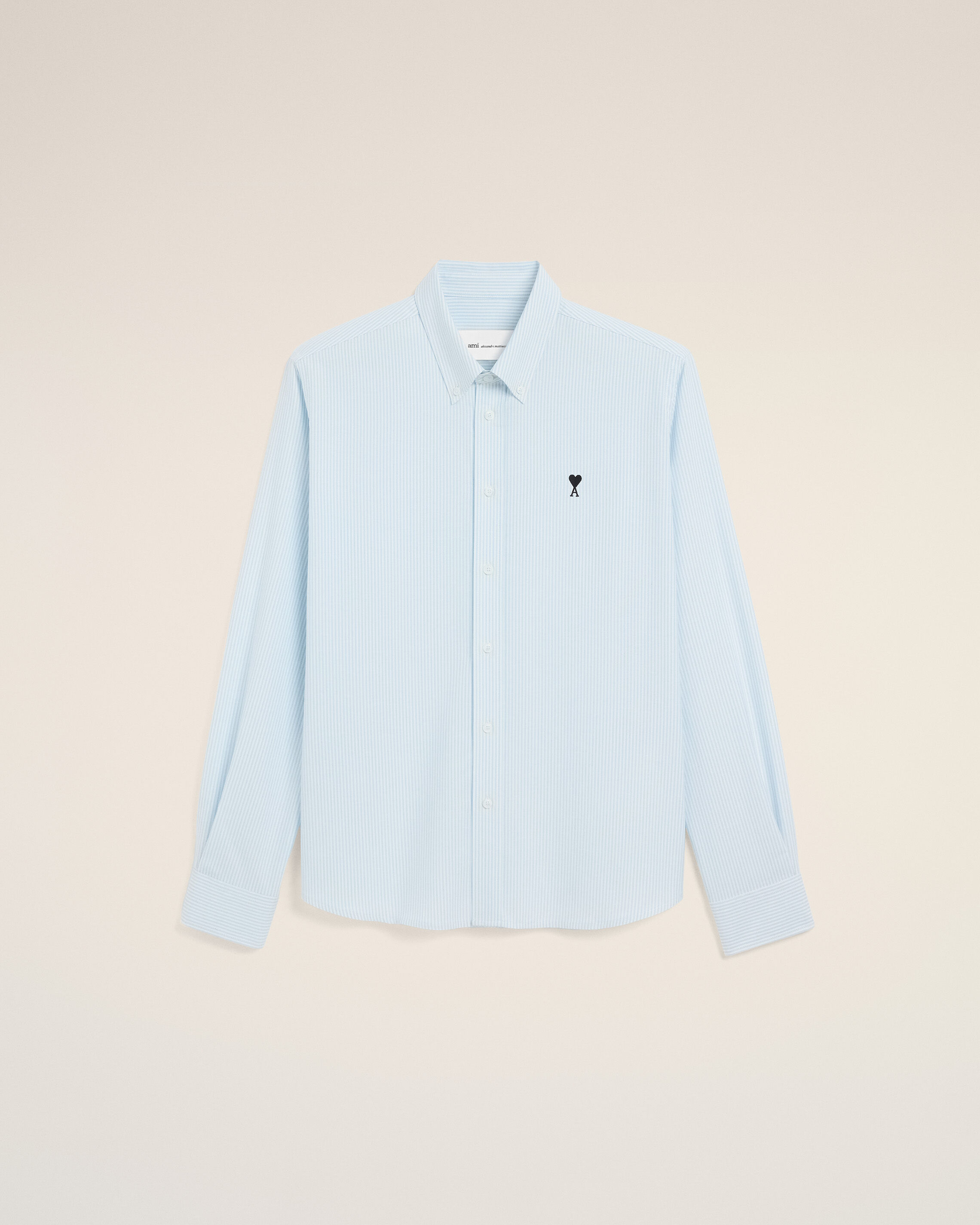 Ami Paris Unisex - Blue Striped Cotton Shirt With Ami De Coeur Blue - Size: Xl