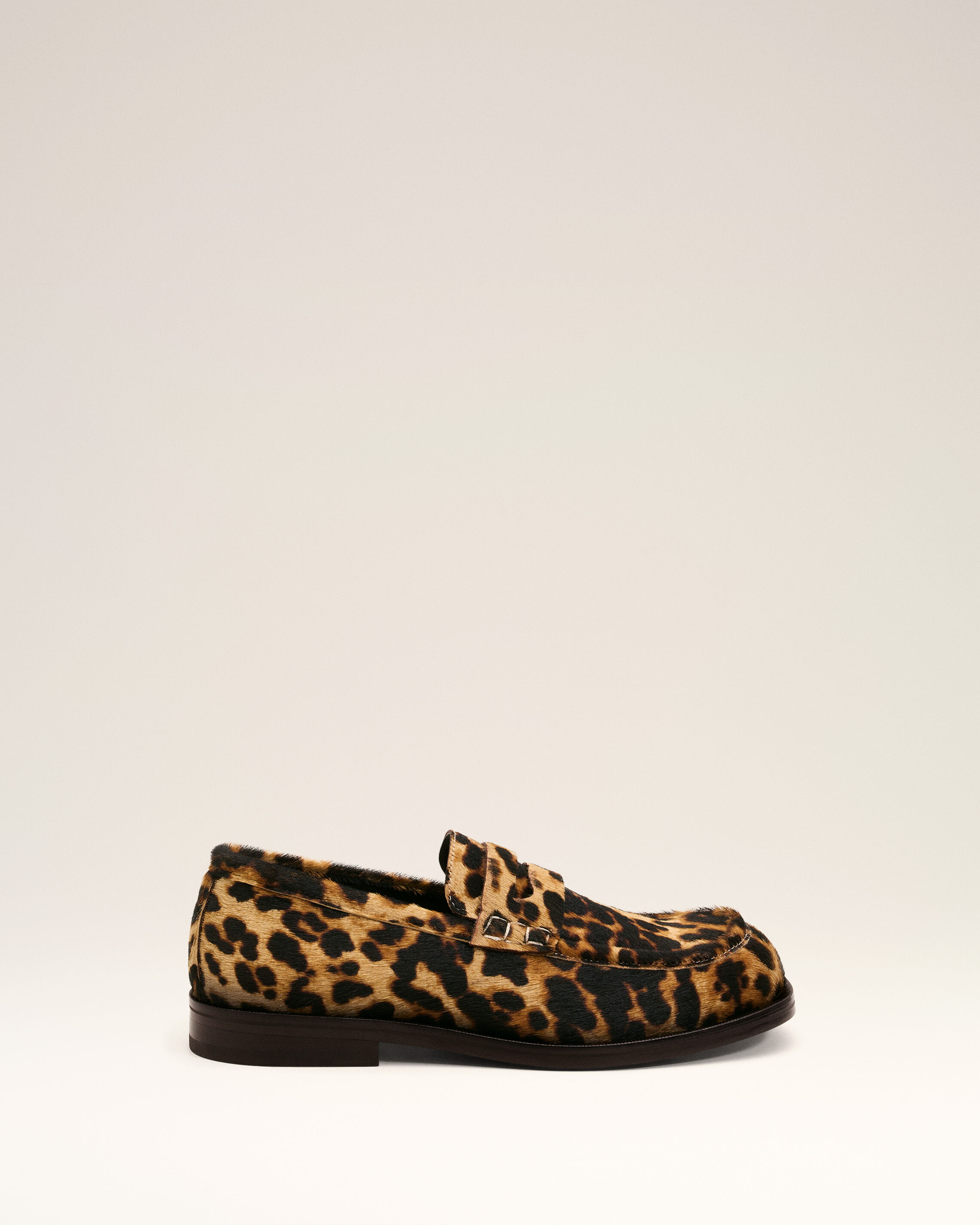 Ami Paris Unisex Beige - Leopard Print Cowhide Leather Loafers - Size: 40