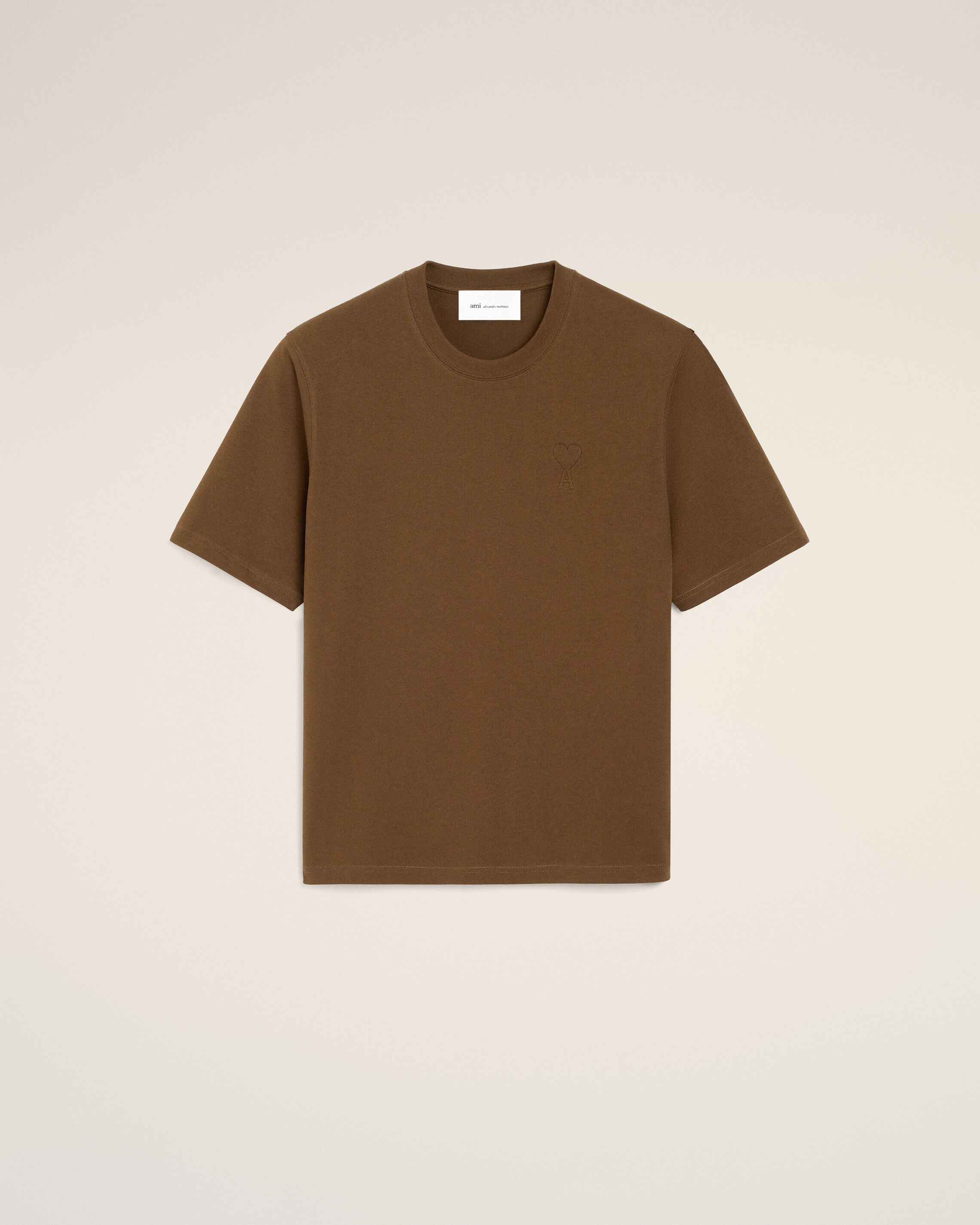 Ami Paris - Brown Cotton T-Shirt With Embossed Ami De Coeur Brown - Small Mainmaterial:cotton Rib:cotton,Mainmaterial:cotton Rib:cotton Unisex
