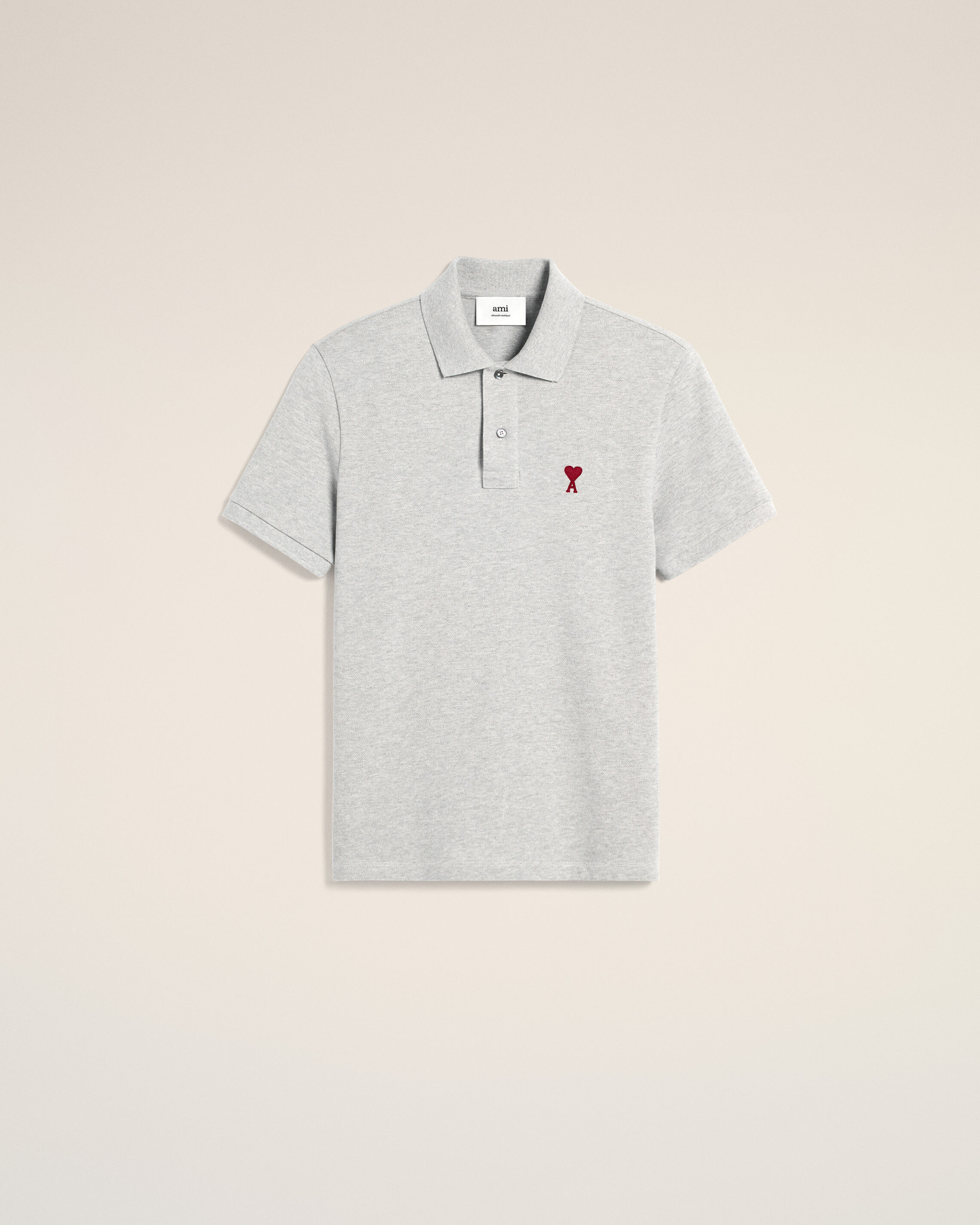 Ami Paris - Grey Cotton Ami De Coeur Polo Shirt Grey - Medium Cotton,Cotton Unisex