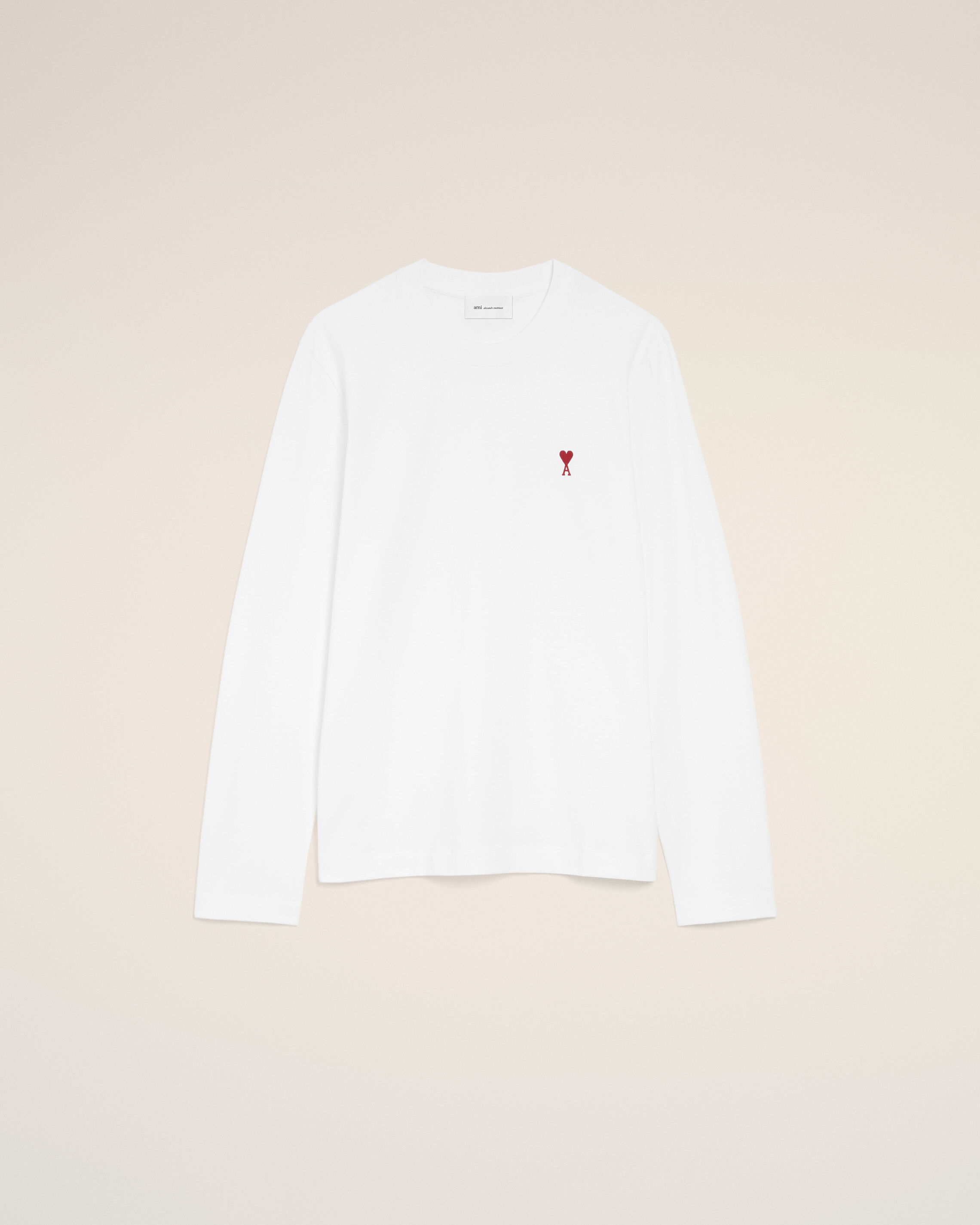 Ami Paris - White Cotton Longsleeves T-Shirt With Ami De Coeur White - Large Mainmaterial:cotton Rib:cotton,Mainmaterial:cotton Rib:cotton Unisex