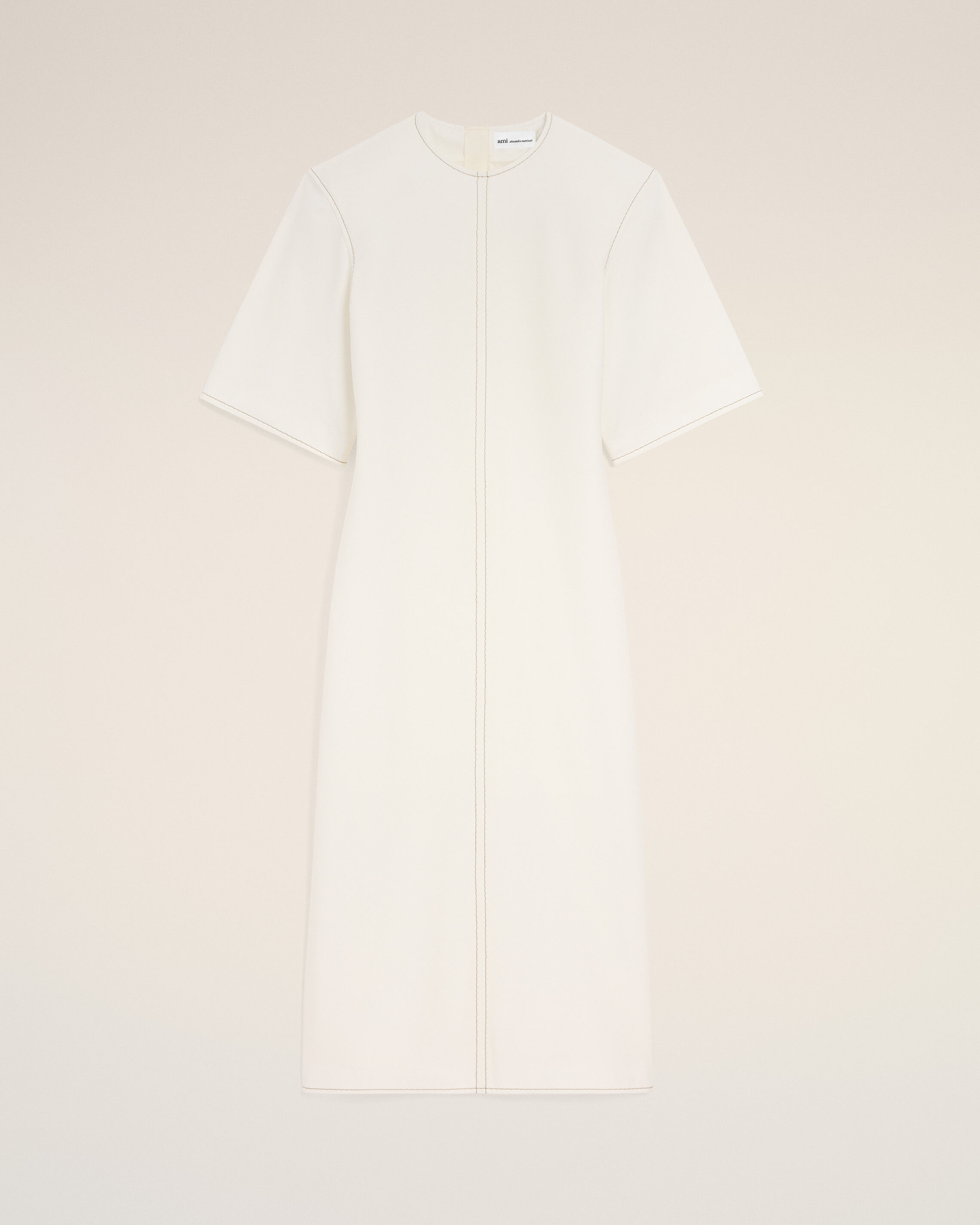 Ami Paris - White Cotton Long Fitted Dress White - 38 - For Size 38 Mainmaterial:cotton Mainlining:acetate/Cupro,Mainmaterial:cotton Mainlining:acetate/Cupro Women's