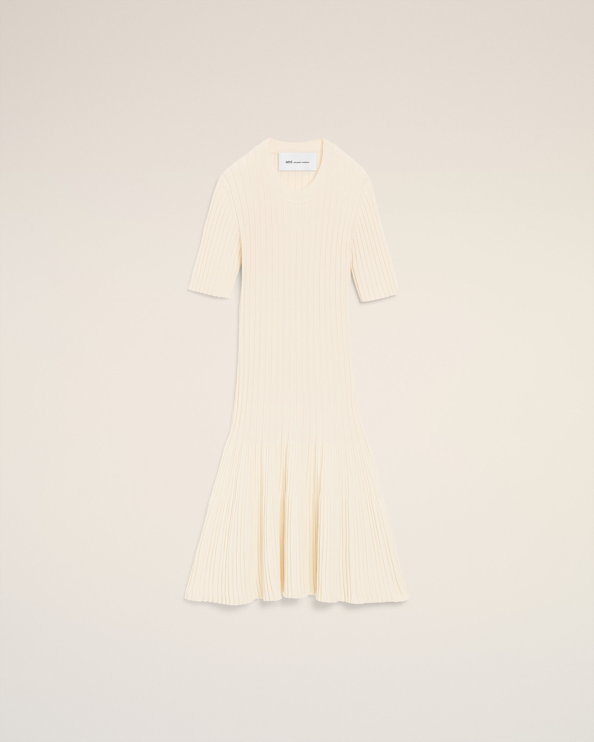 Ami Paris - White Knit Mini Godet Dress White - For Medium Mainmaterial:viscose/Polyamide,Mainmaterial:viscose/Polyamide Women's