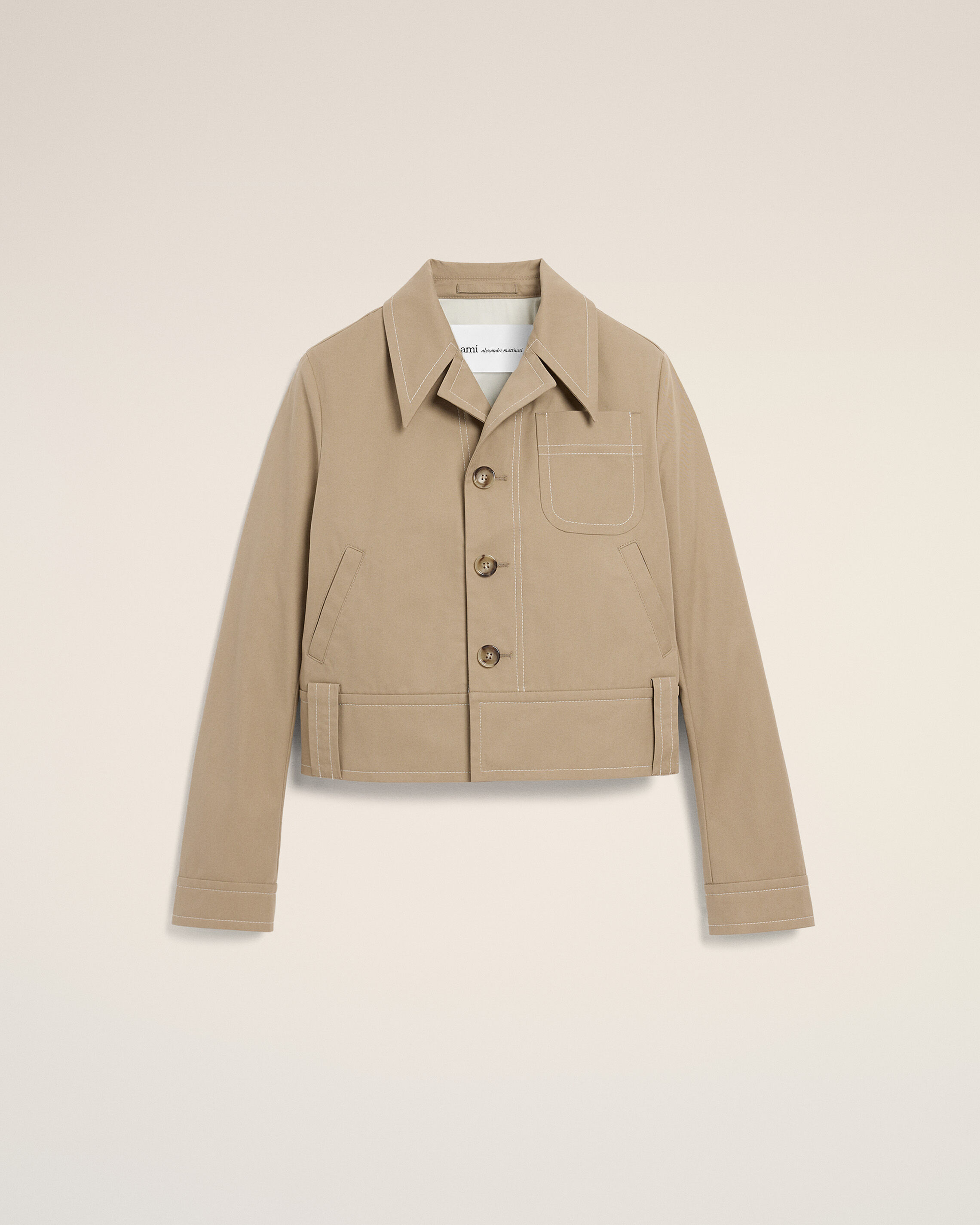 Ami Paris - Beige Cotton Buttoned Jacket Beige - For Extra Small Mainmaterial:cotton Mainlining:polyester/Cotton,Mainmaterial:cotton Mainlining:polyester/Cotton Women's