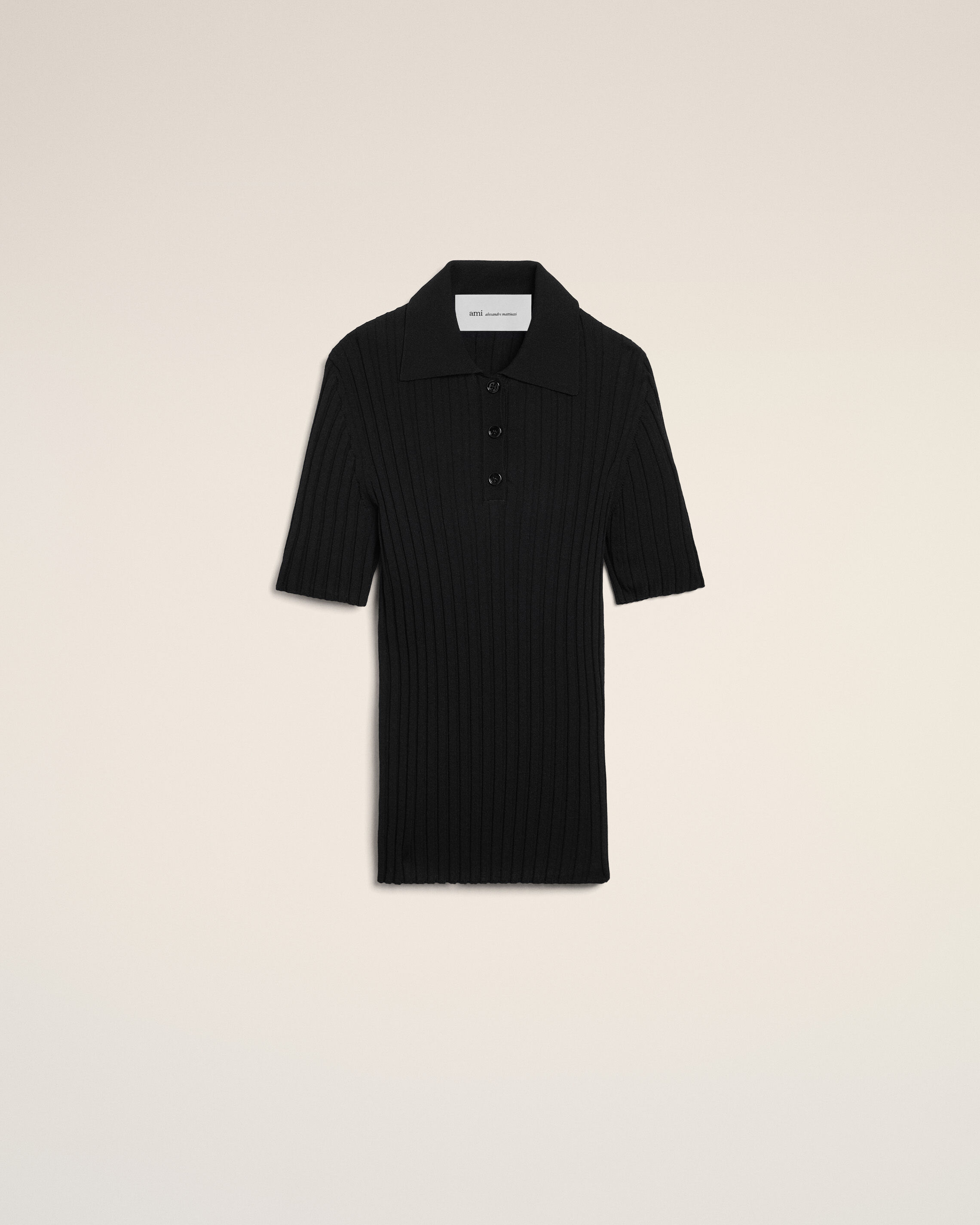 Ami Paris - Black Knit Short Sleeves Polo Black - L - For Women