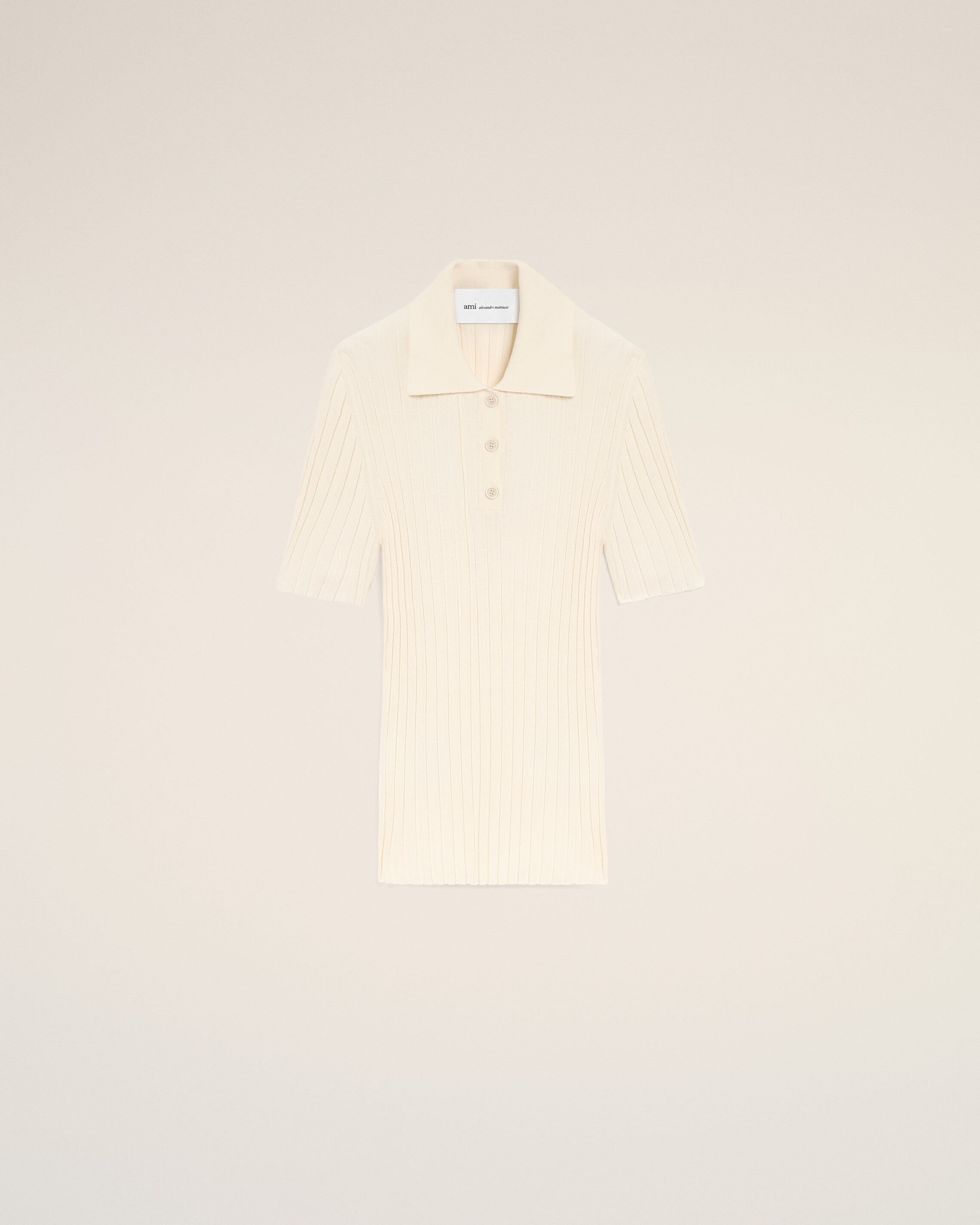 Ami Paris - White Knit Short Sleeves Polo White - L - For Women