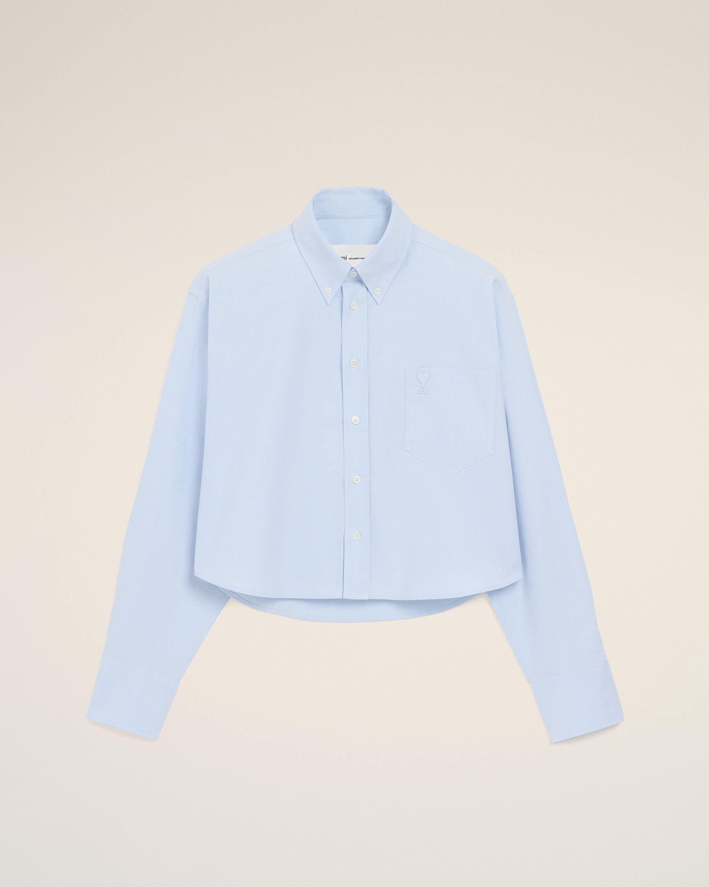Ami Paris - Blue Cotton Cropped Embossed Ami De Coeur Shirt Blue - 38 - For Women