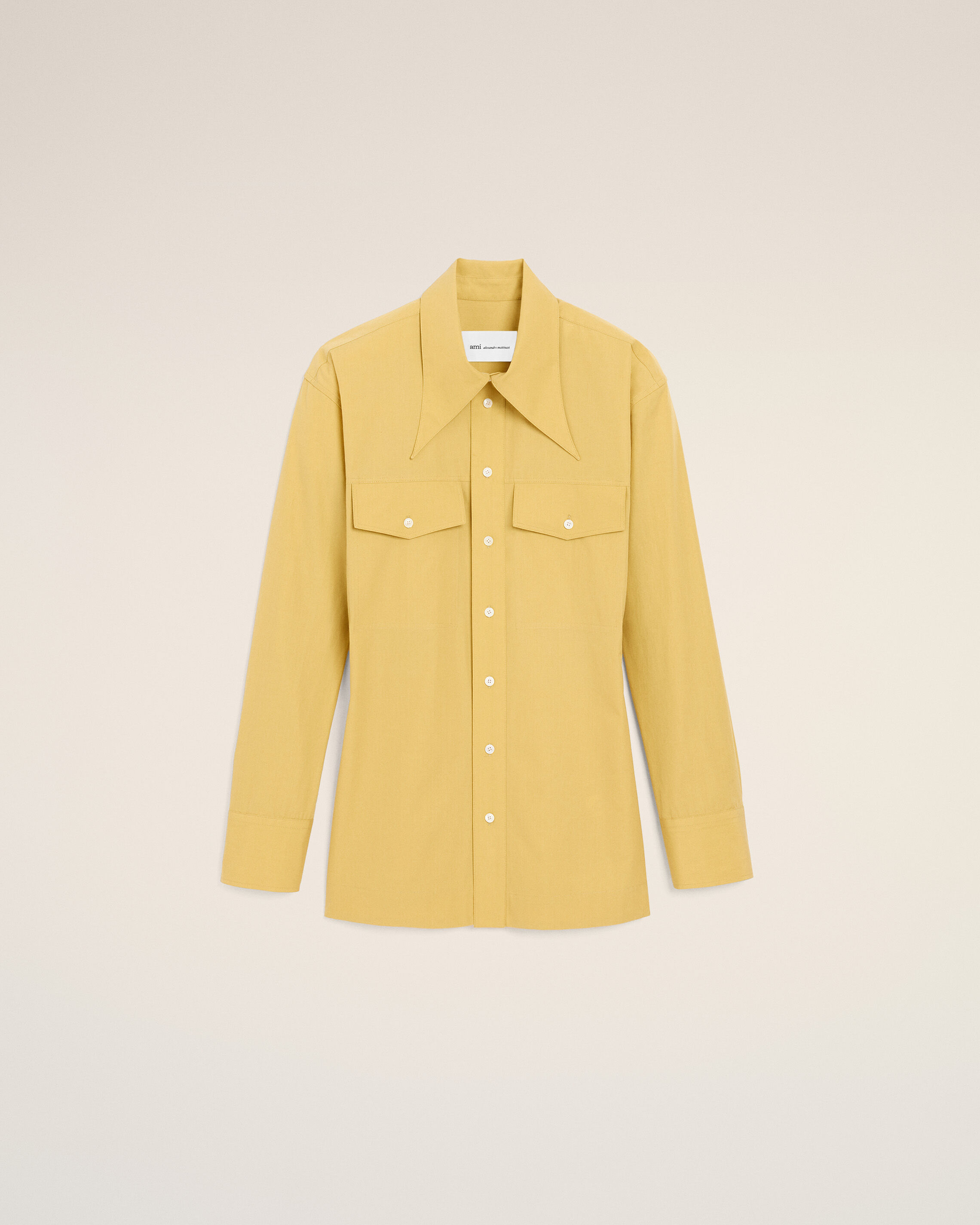 Ami Paris - Yellow Cotton Sharp Collar Fitted Shirt Yellow - 38 - For Women