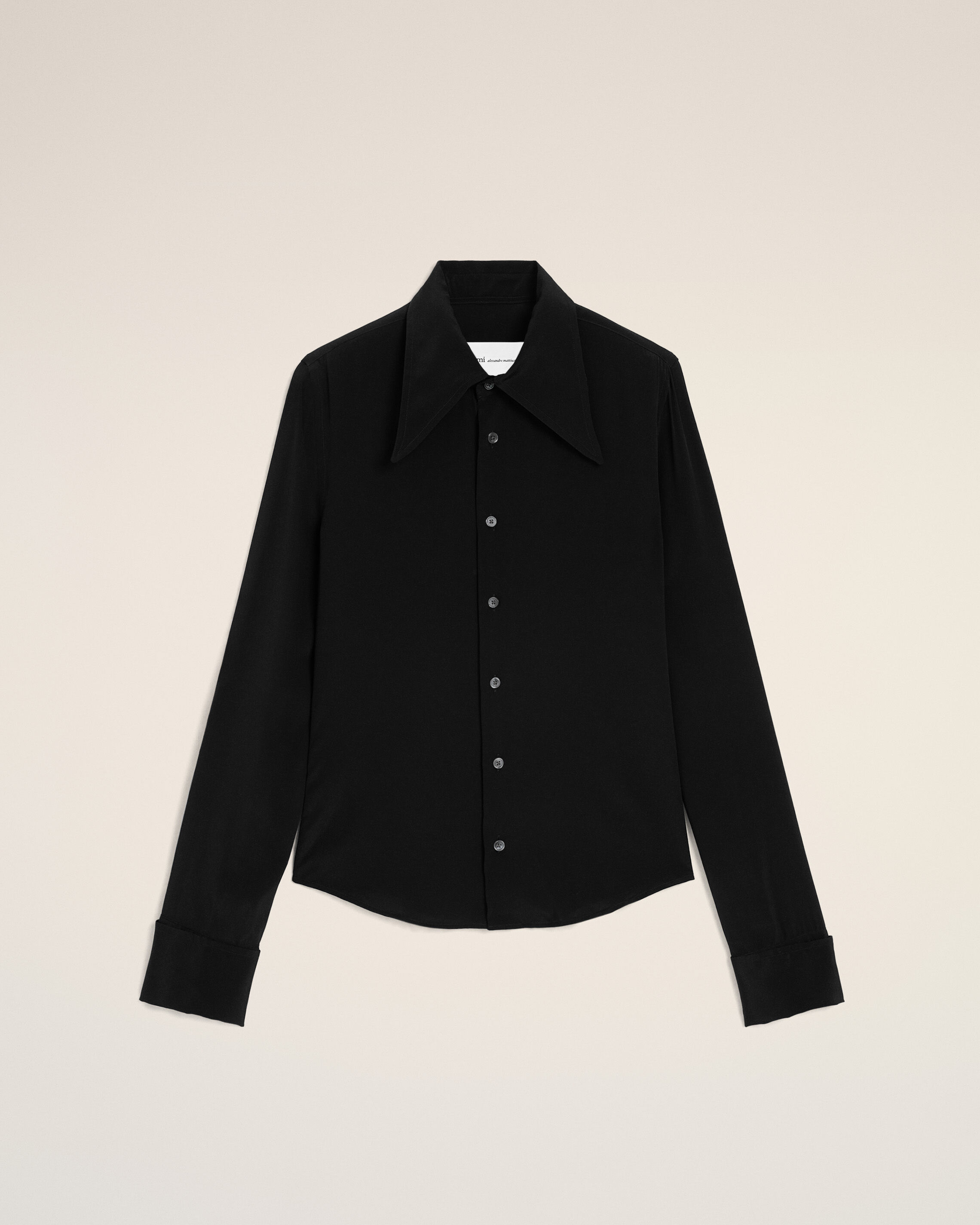 Ami Paris - Black Blended Silk Sharp Collar Adjusted Shirt Black - 34 - For Size 34 Mainmaterial:acetate/Silk,Mainmaterial:acetate/Silk Women's