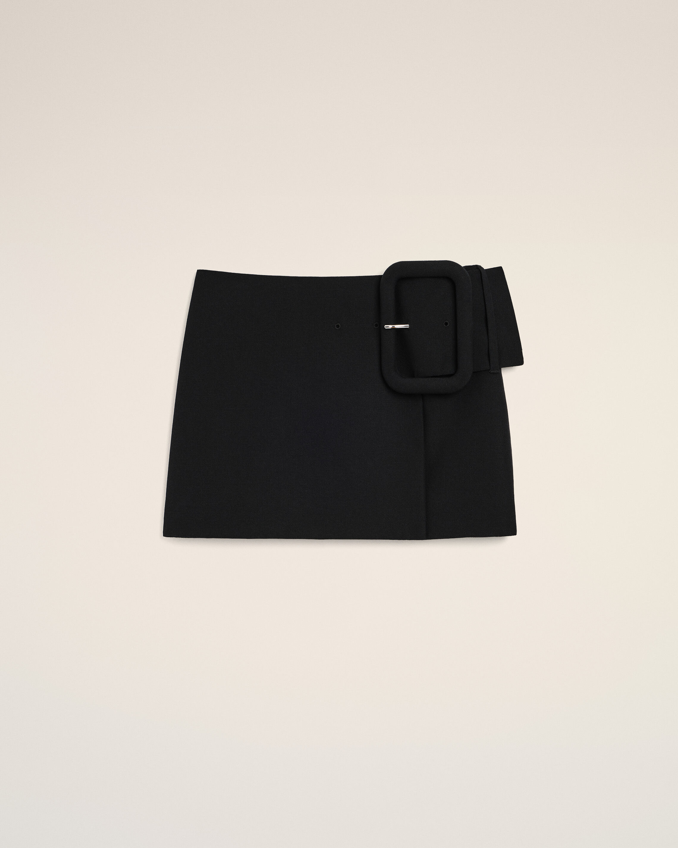 Ami Paris - Black New Wool Big Buckle Belted Mini Skirt Black - 38 - For Size 38 Mainmaterial:new Wool Mainlining:acetate/Cupro,Mainmaterial:new Wool Mainlining:acetate/Cupro Women's