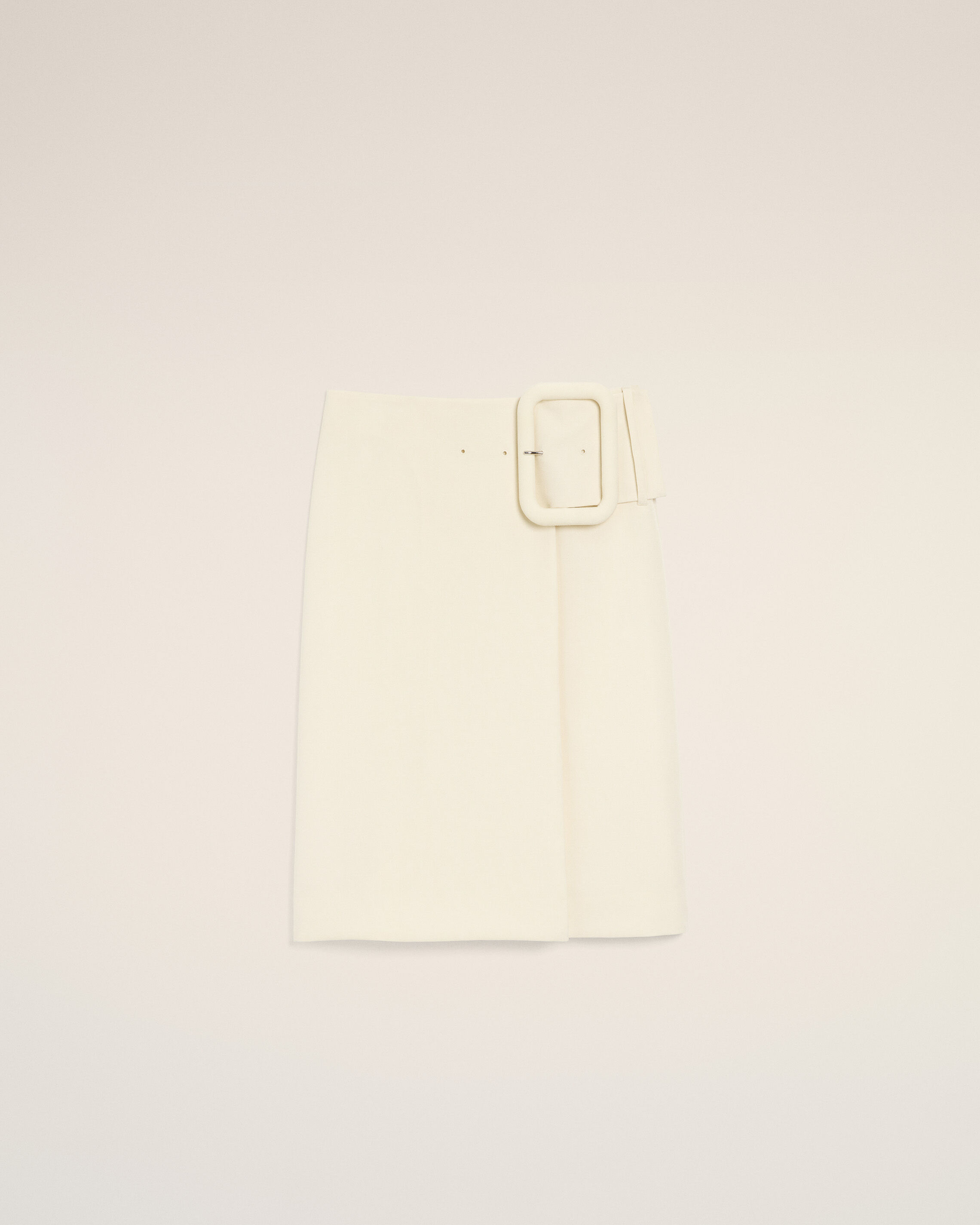 Ami Paris - White New Wool Big Buckle Belted Midi Skirt White - 36 - For Size 36 Mainmaterial:new Wool Mainlining:acetate/Cupro,Mainmaterial:new Wool Mainlining:acetate/Cupro Women's