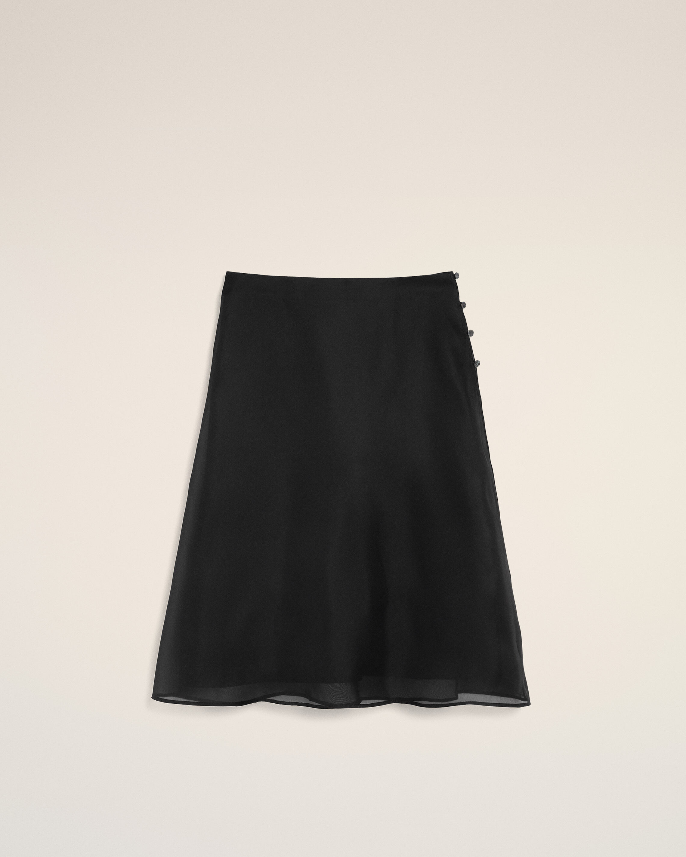 Ami Paris - Black Silk Midi Sheer Underskirt Trapeze Skirt Black - 44 - For Women