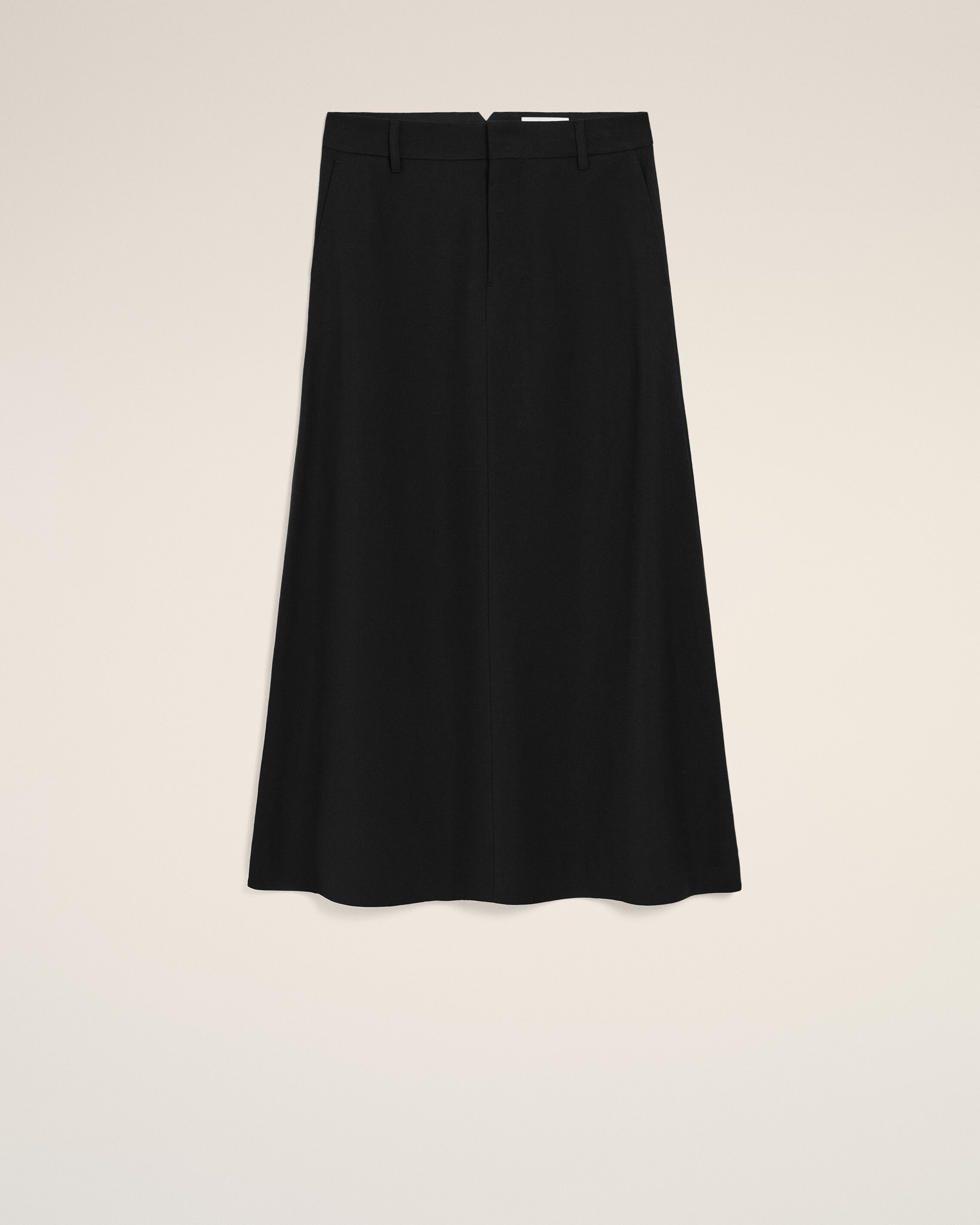 Ami Paris - Black Blended Linen Tailor Construction Long Trapeze Skirt Black - 34 - For Women