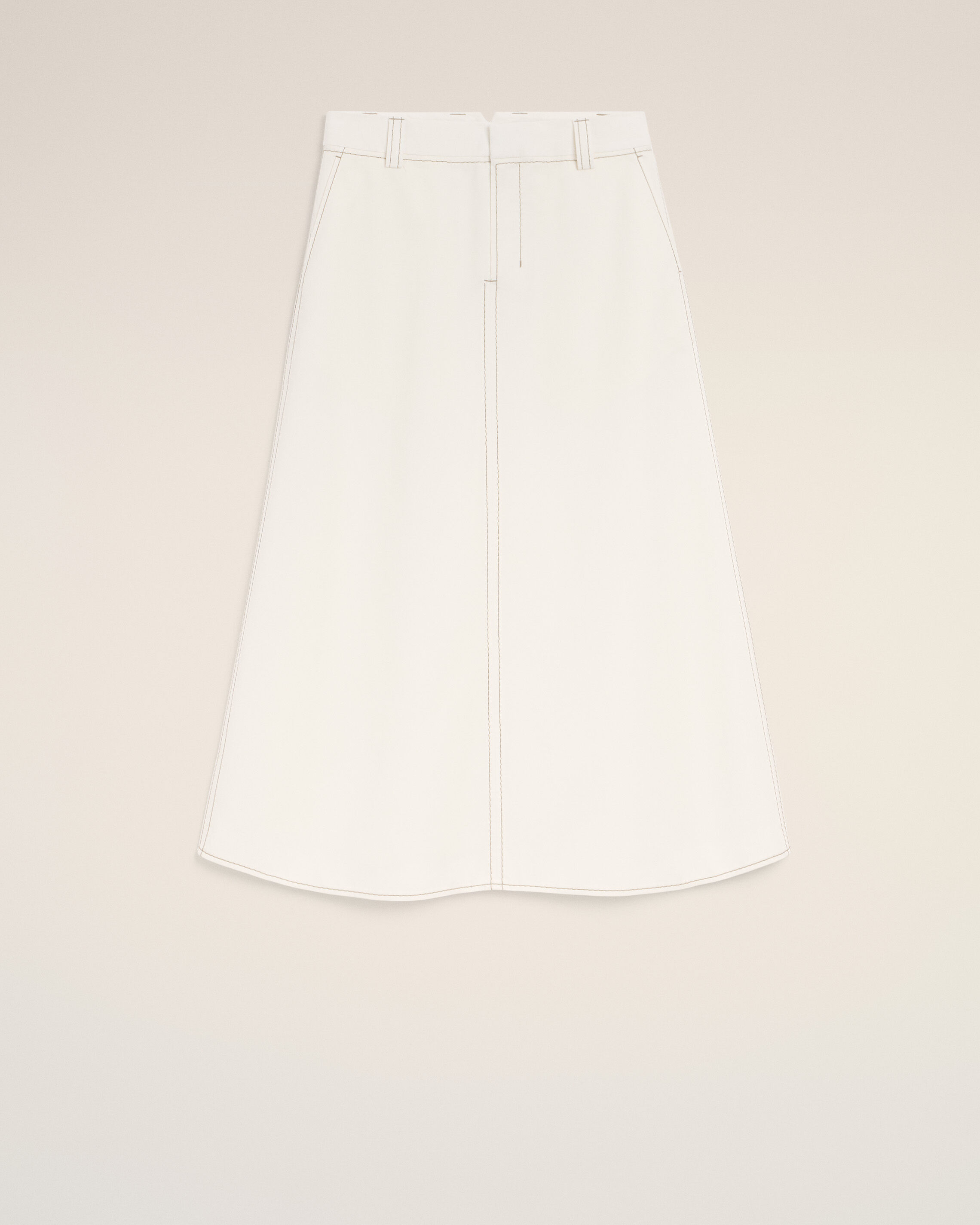 Ami Paris - White Cotton Gabardine Long Trapeze Skirt White - 42 - For Women