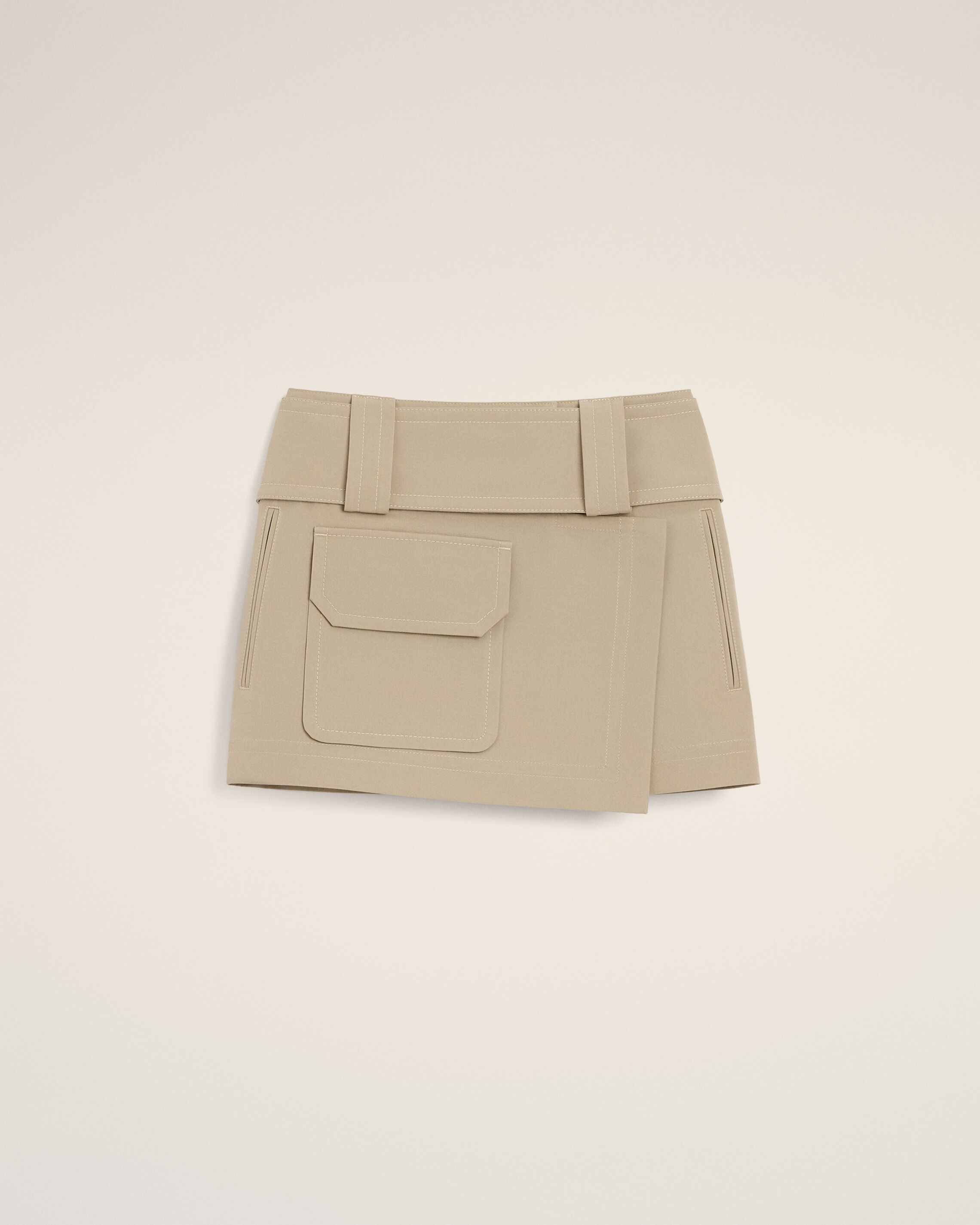 Ami Paris - Beige Cotton Wrap Mini Skirt Beige - For Large Mainmaterial:cotton Pocketlining:polyester/Cotton,Mainmaterial:cotton Pocketlining:polyester/Cotton Women's