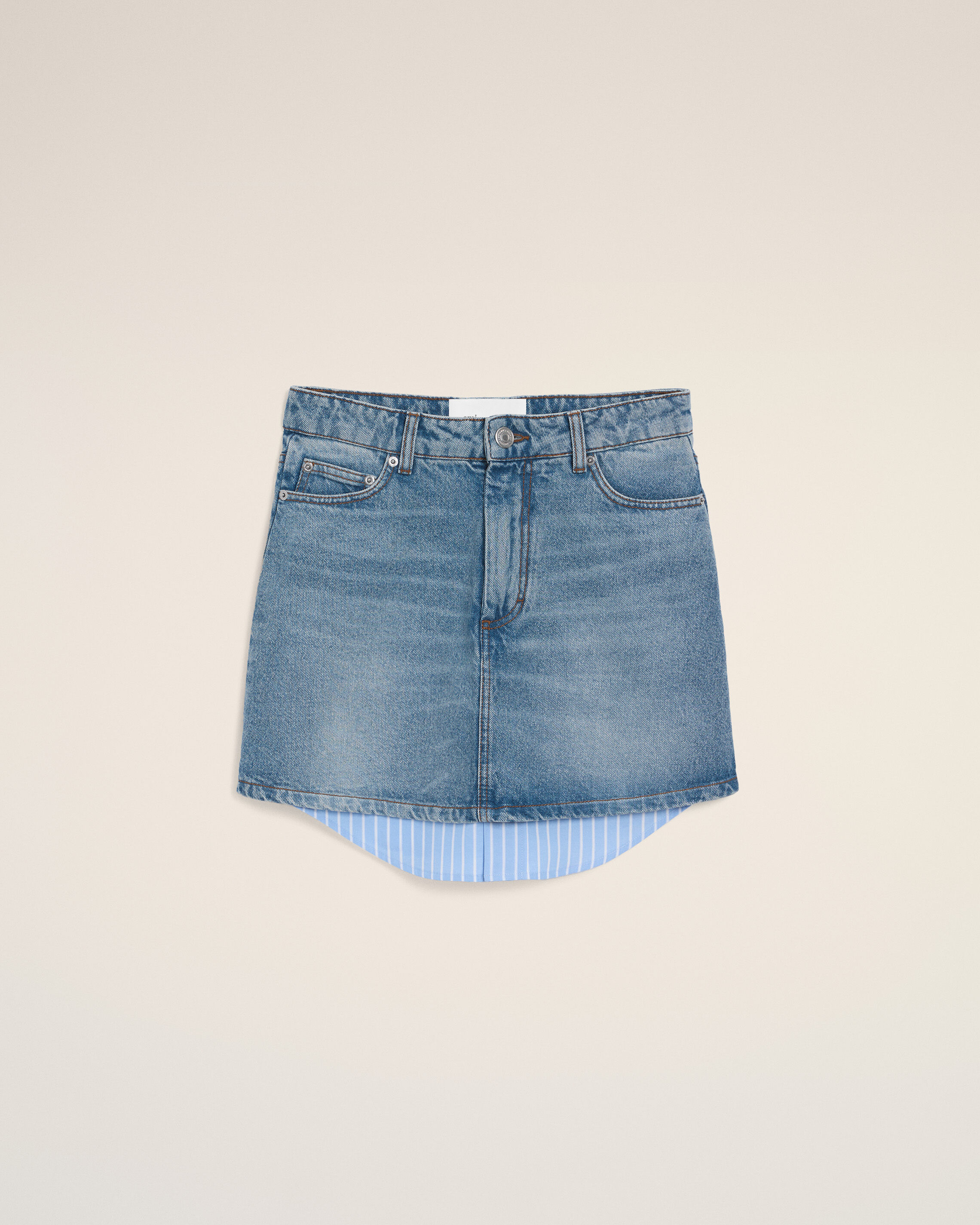 Ami Paris - Blue Cotton Mini Skirt Blue - For Extra Small Mainmaterial:cotton Pocketlining:cotton Secondarymaterial:cotton,Mainmaterial:cotton Pocketlining:cotton Secondarymaterial:cotton Women's