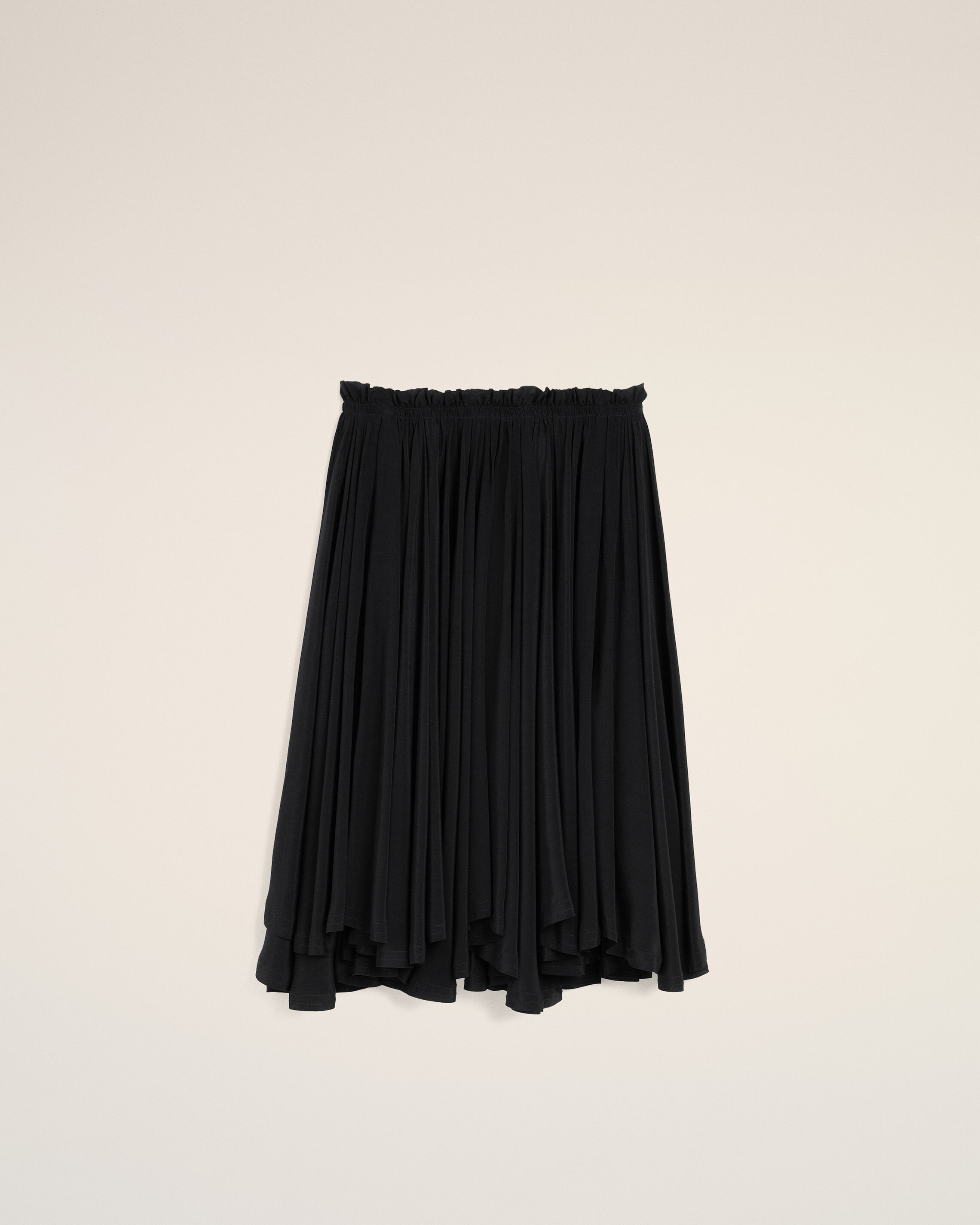 Ami Paris - Black Blended Silk Midi Corolla Skirt Black - 42 - For Women